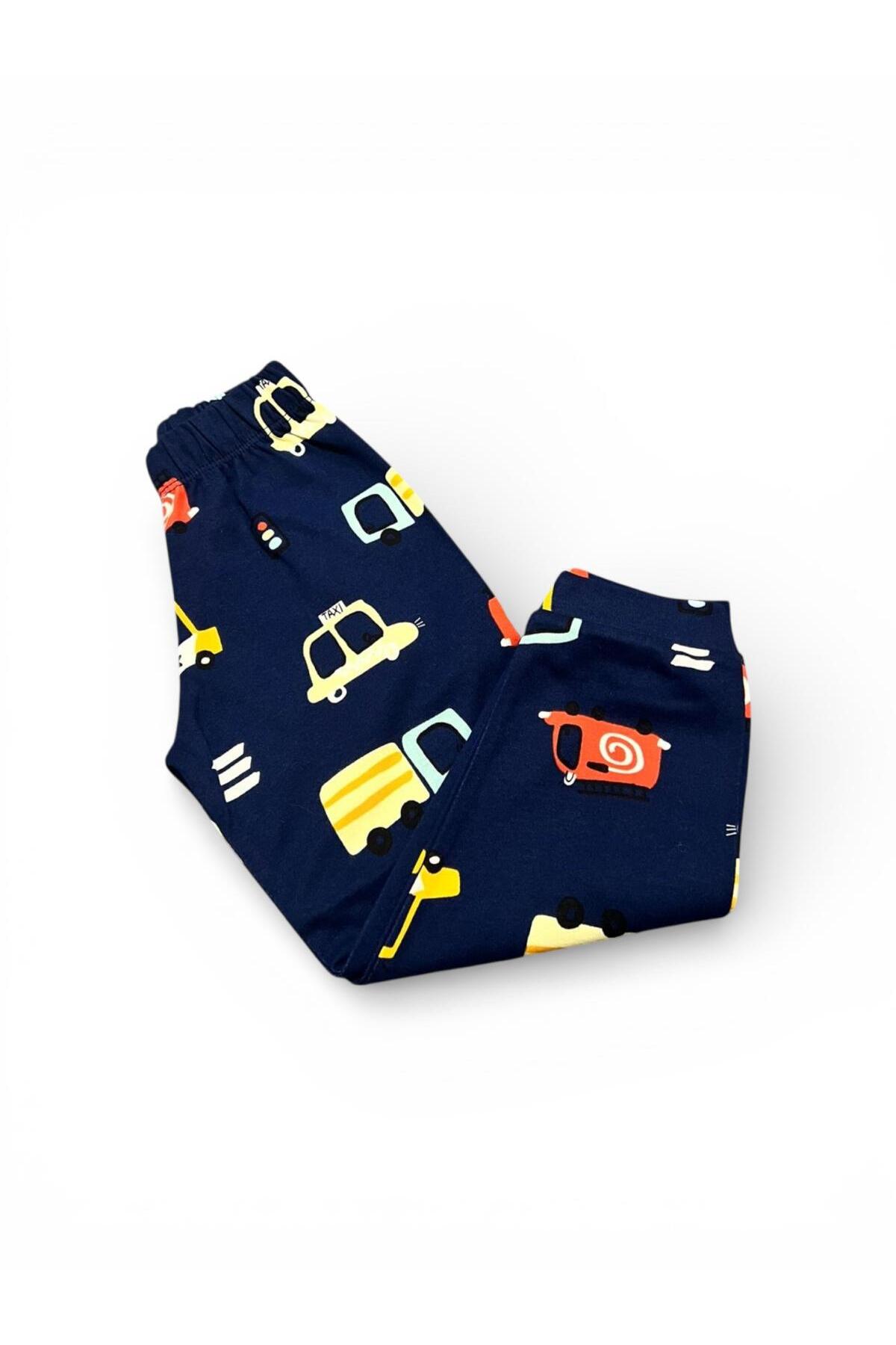 SERRASTIL Erkek Çocuk Kamyon Araba Desenli Pamuklu Pijama Takımı -Uzun Kollu Lacivert Renk fotoğrafı 5 (önizleme)