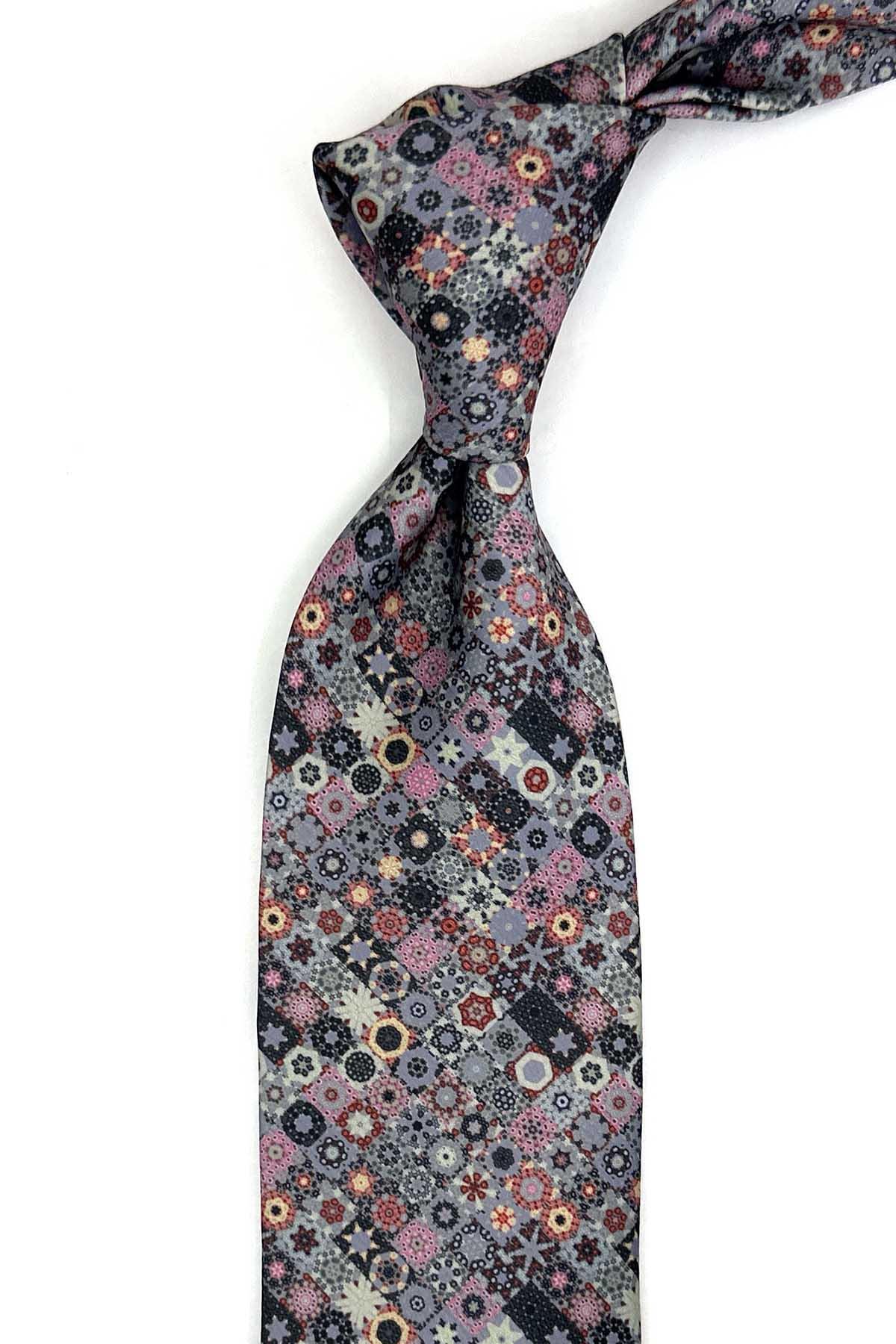  کراوات کلاسیک طرح موزاییکی چند رنگ طرح‌دار KK13363