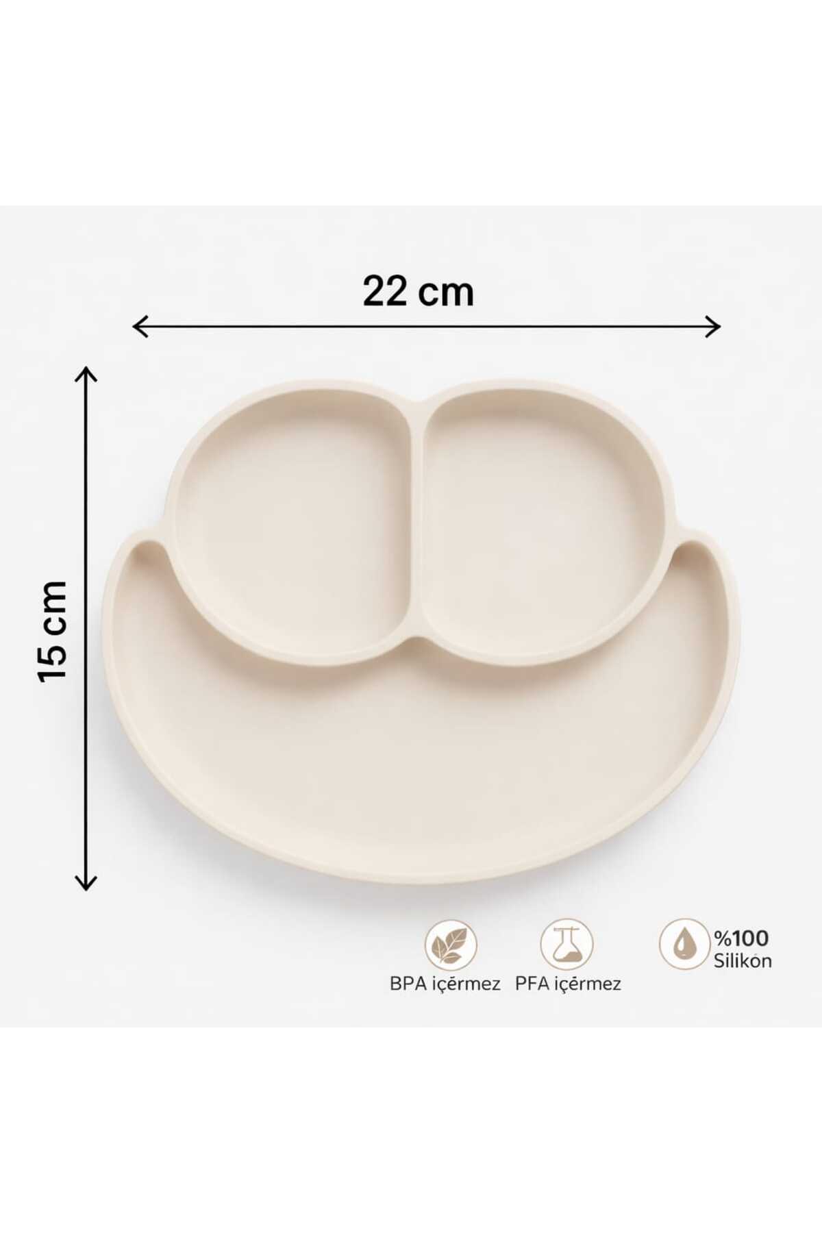 CKM silikon 3Lü Bebek Beslenme Seti Krem( Mama tabağı, Bardak, Önlük) fotoğrafı 3 (önizleme)