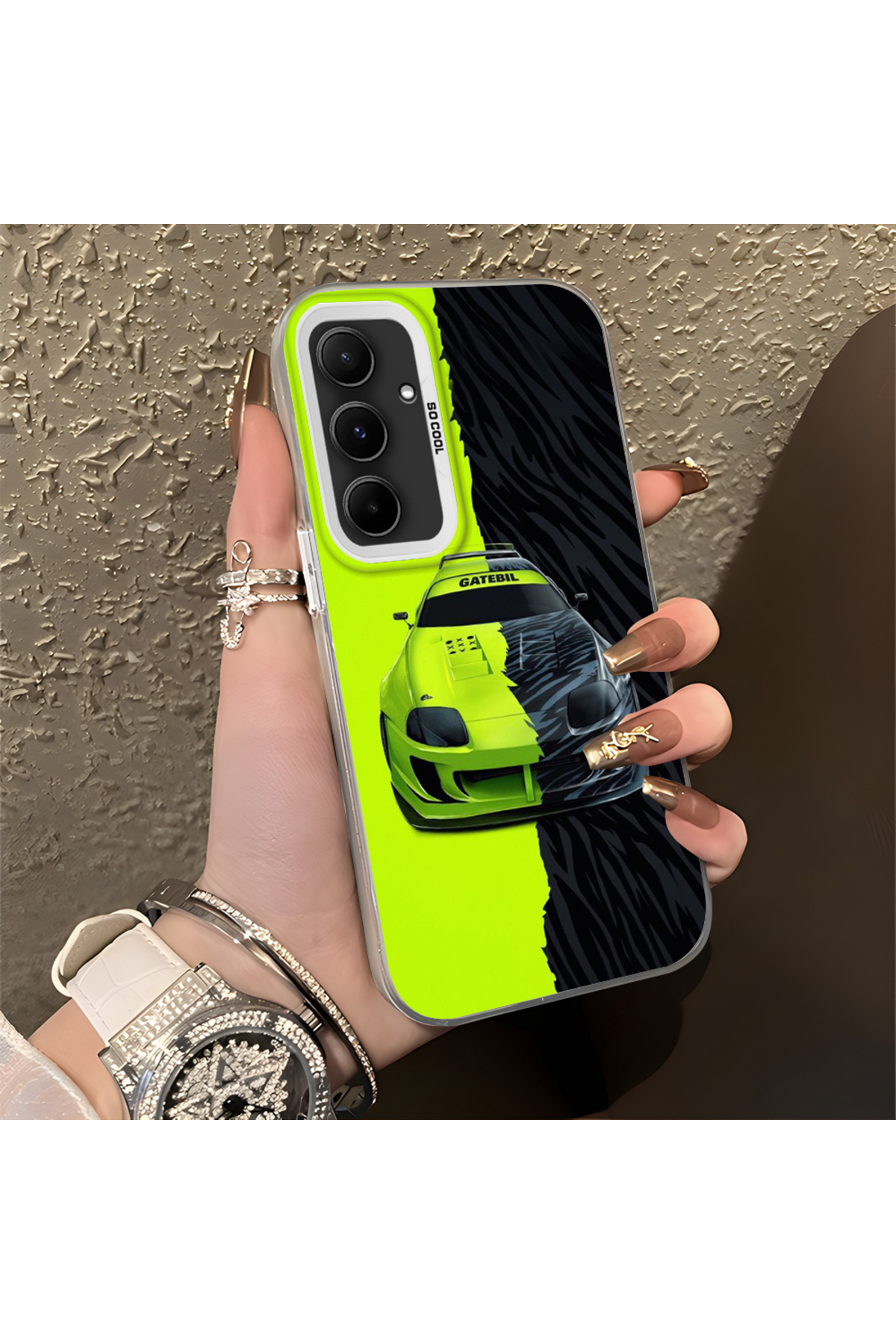 Anti Fall Slim Hard Case with Lambo Pattern Compatible with Samsung Galaxy A55