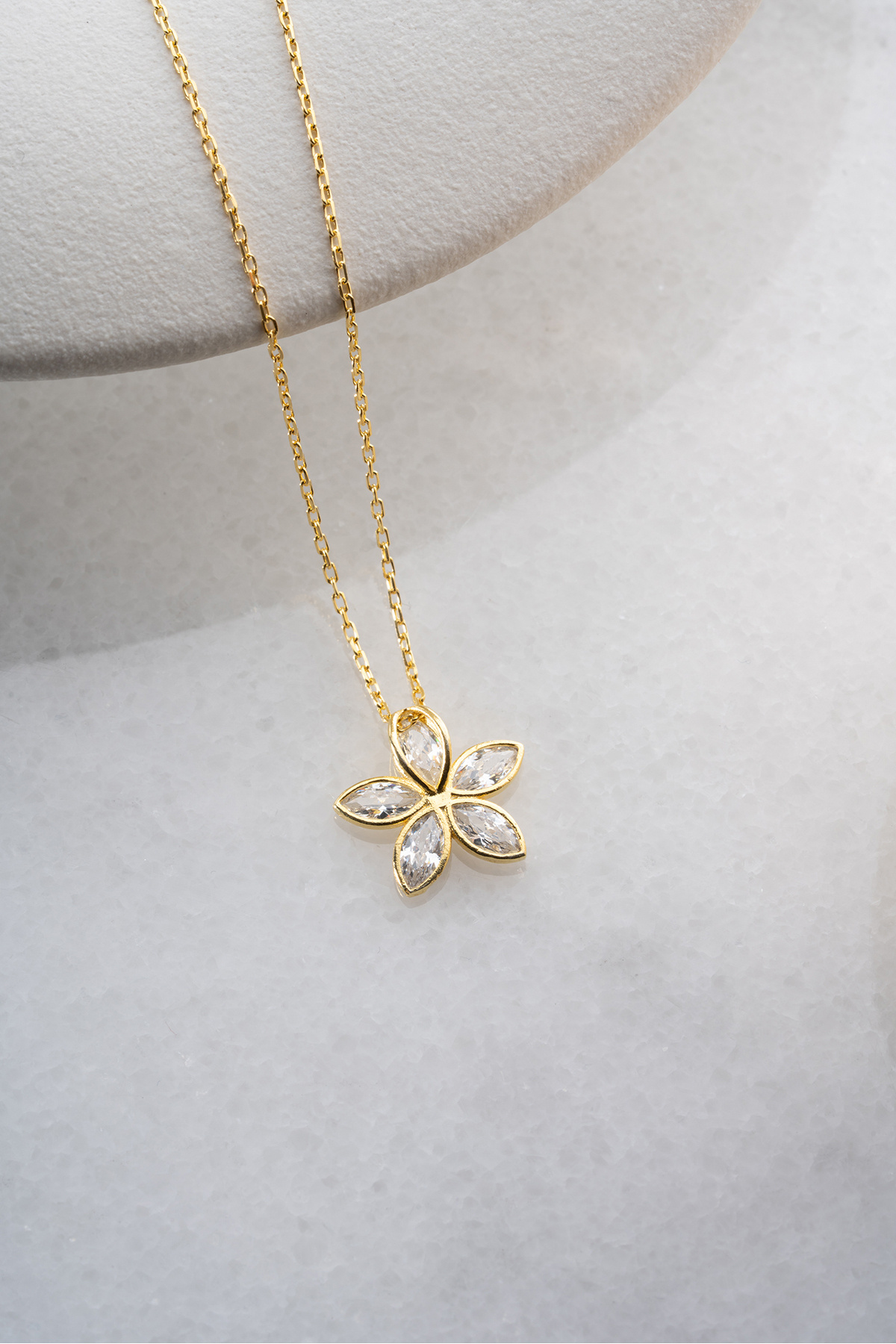 Silvano Jewelry 925 Ayar Gümüş Altın Kaplama Nergis Kolye görsel 2