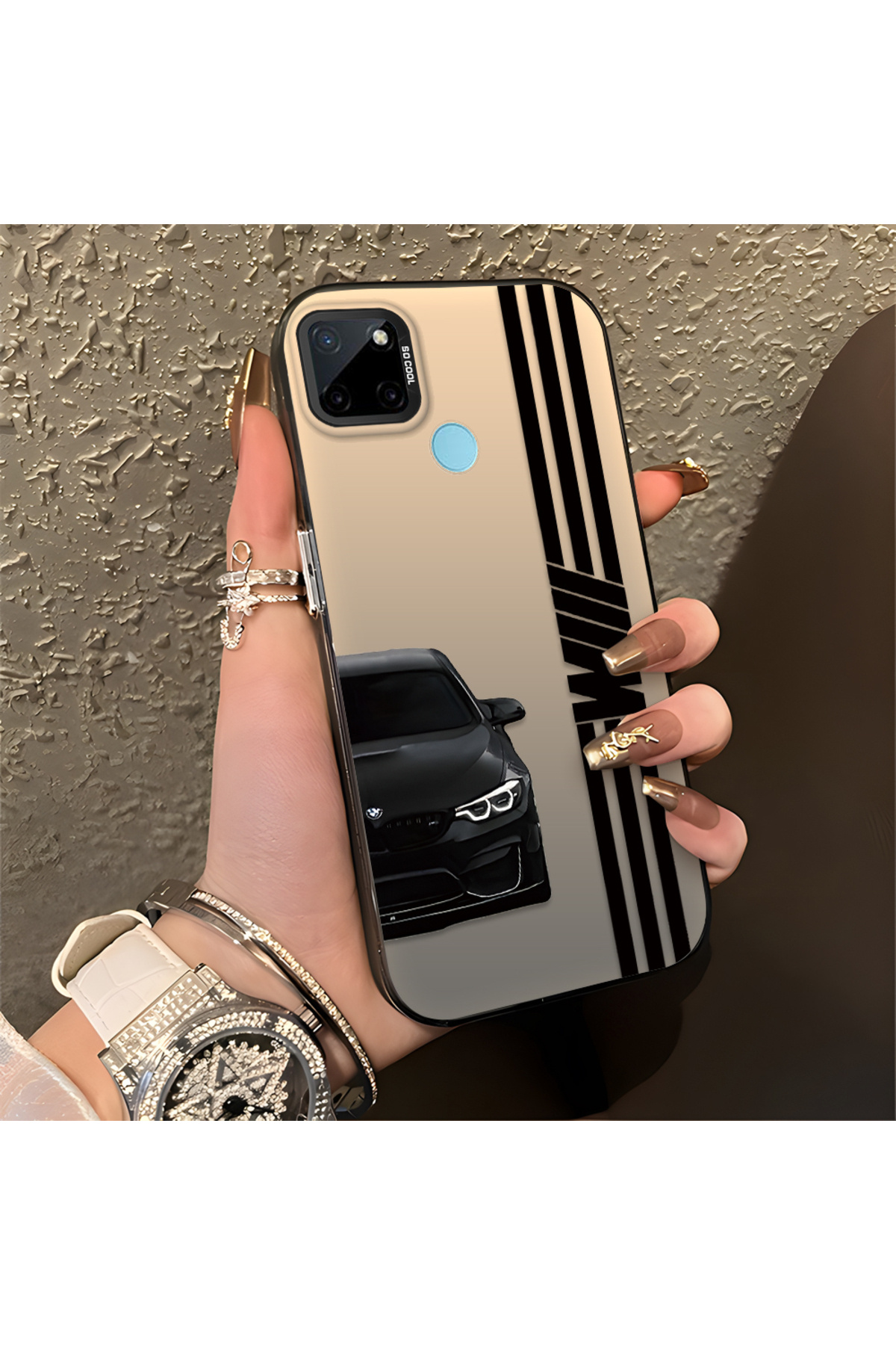 Realme C21Y/C25Y Compatible Anti Fall Slim Hard Case with BMW Pattern