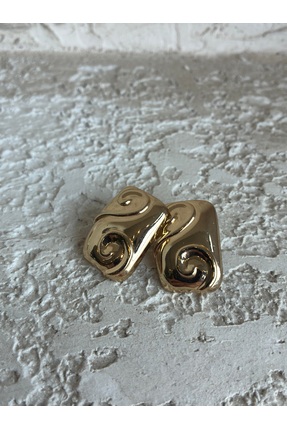 Rimba Altın Renk Modern Spiral Desenli Kadın Paslanmaz Çelik Küpe