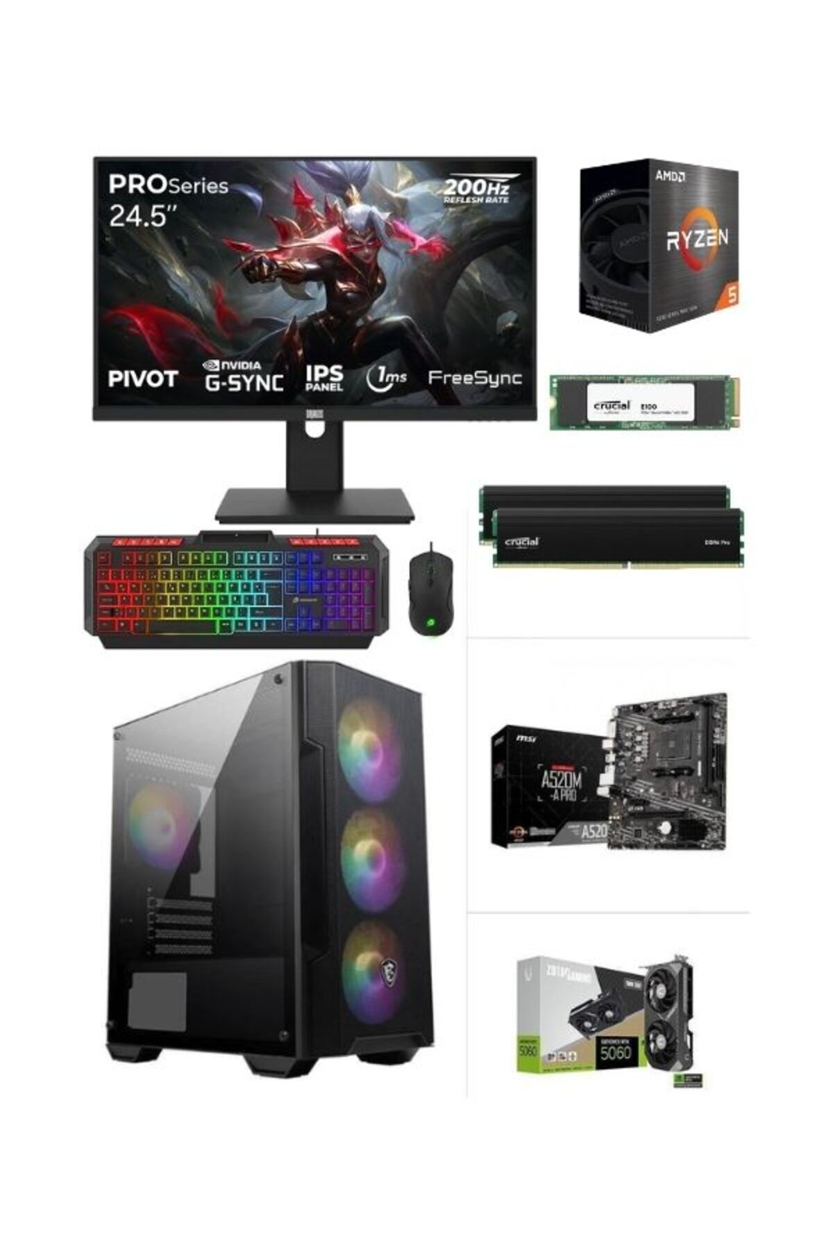 RAMTECH BİLGİSAYAR MSİ - Ryzen 5 5600x Rtx 5060 32GB Ram 480G M2