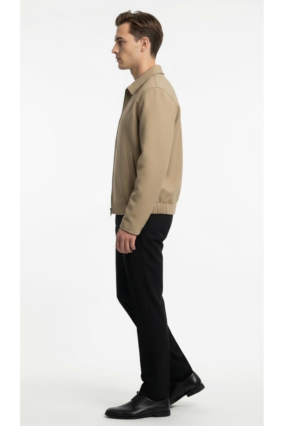 Plus Scorpion  Erkek Fermuarlı Mevsimlik Mont Ceket – Tok Dokulu Gömlek Yaka - Görsel 4