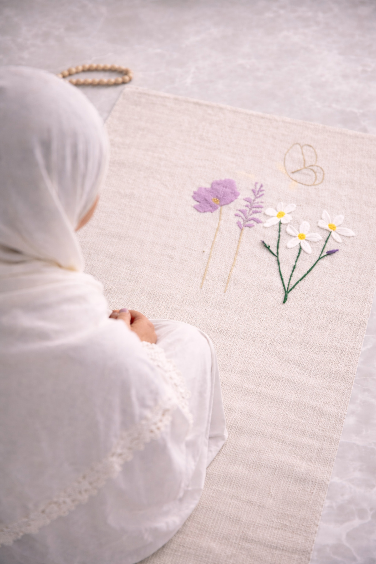 Minimally Embroidered Linen Prayer Sheet - Dowry Gift Bag Prayer Sheet