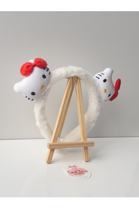 Sweet twins accessories Trend Hello Kity Çocuk Taç Fiyonklu Peluş Çocuk Tacı