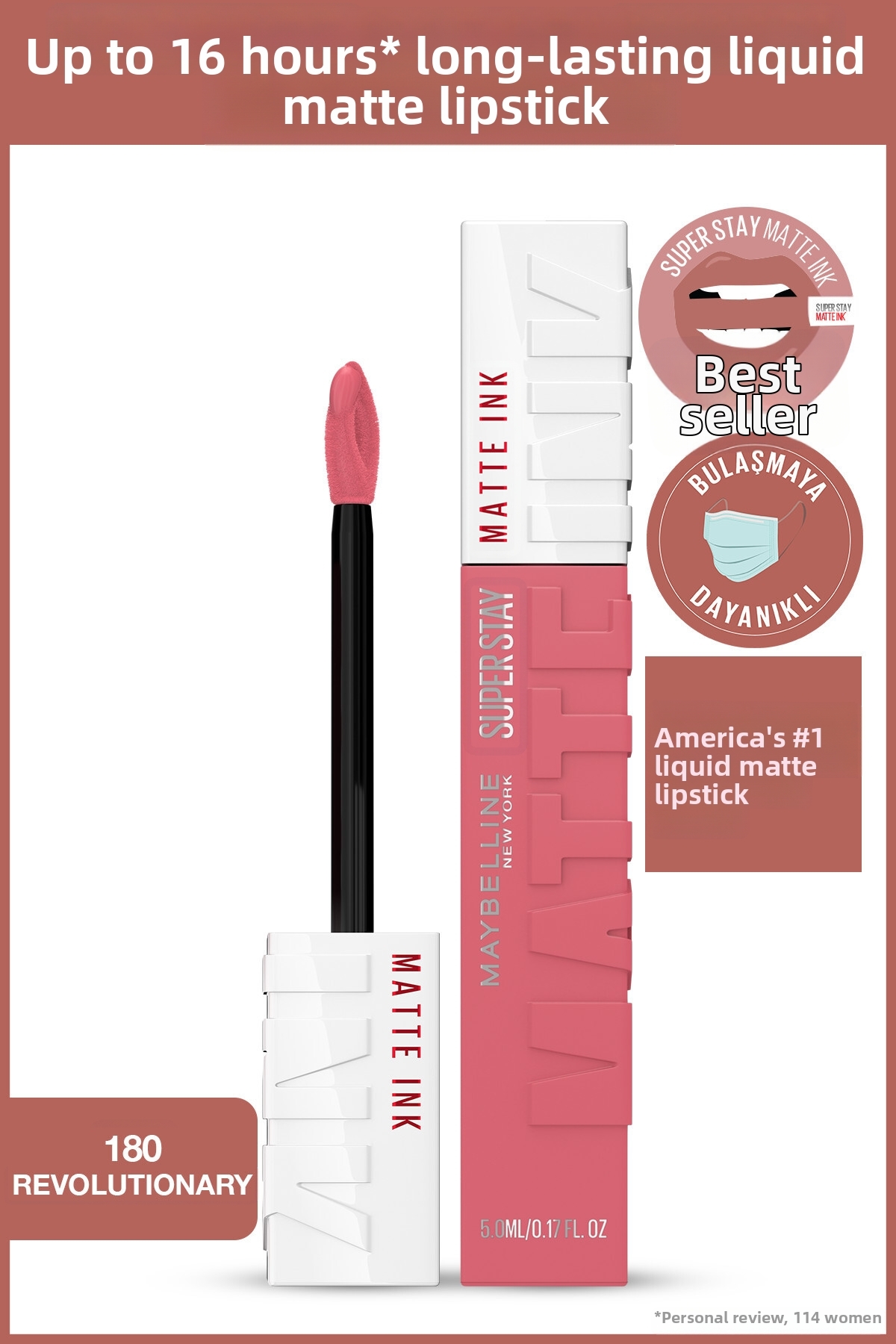 Maybelline New York Super Stay Matte Ink Liquid Matte Lipstick - 180 Revolutionary - Pink