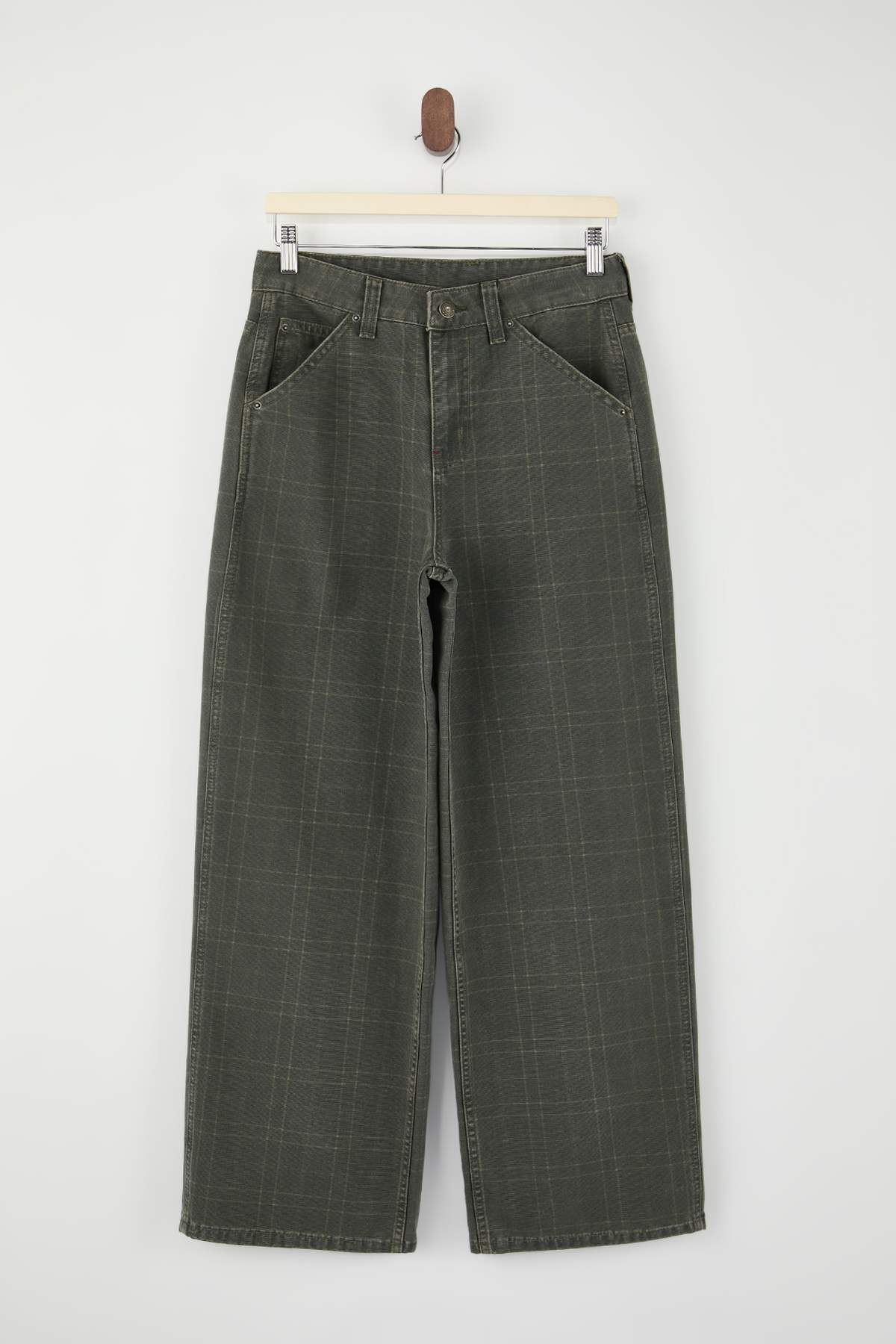 Trendyolmilla  Teen Çok Renkli Ekose Desenli Yüksek Bel %100 Pamuk Baggy Jeans TWOSS26JE00052 - Görsel 5