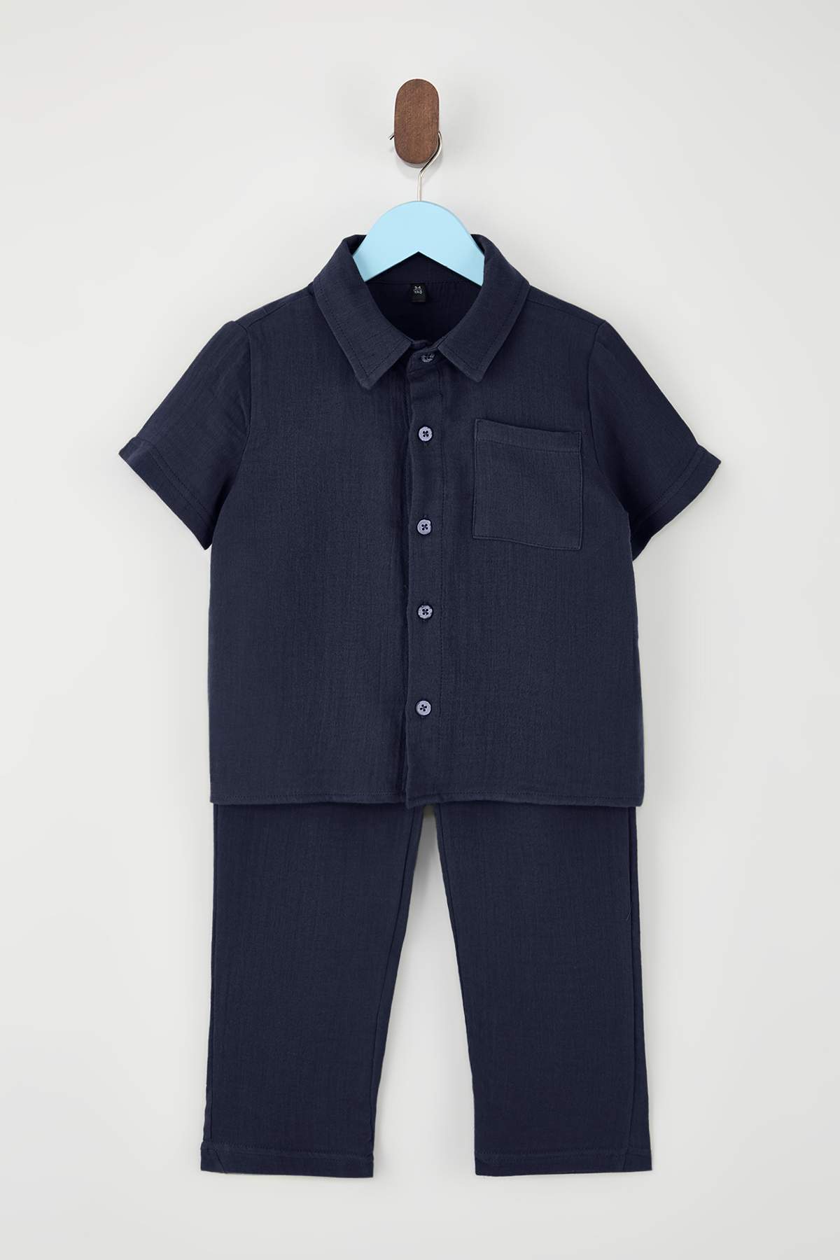 Trendyolmilla  Lacivert Dokulu Erkek Çocuk Bayramlık Dokuma Alt - Üst Takım TKDSS26AU00014 - Görsel 2
