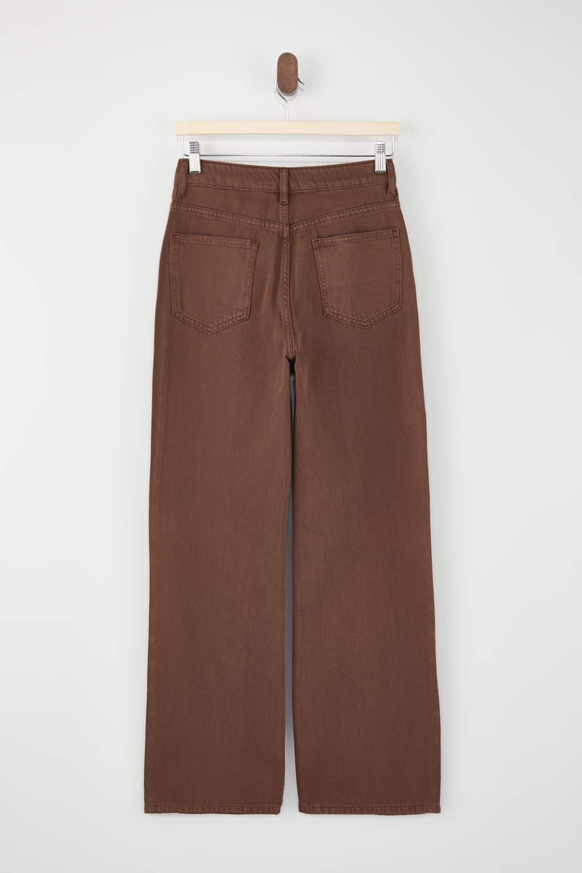 Trendyolmilla  Kahverengi DÖKÜMLÜ Trok Detaylı Yüksek Bel %100 Pamuk Wide Leg Jeans TWOSS26JE00065 - Görsel 6