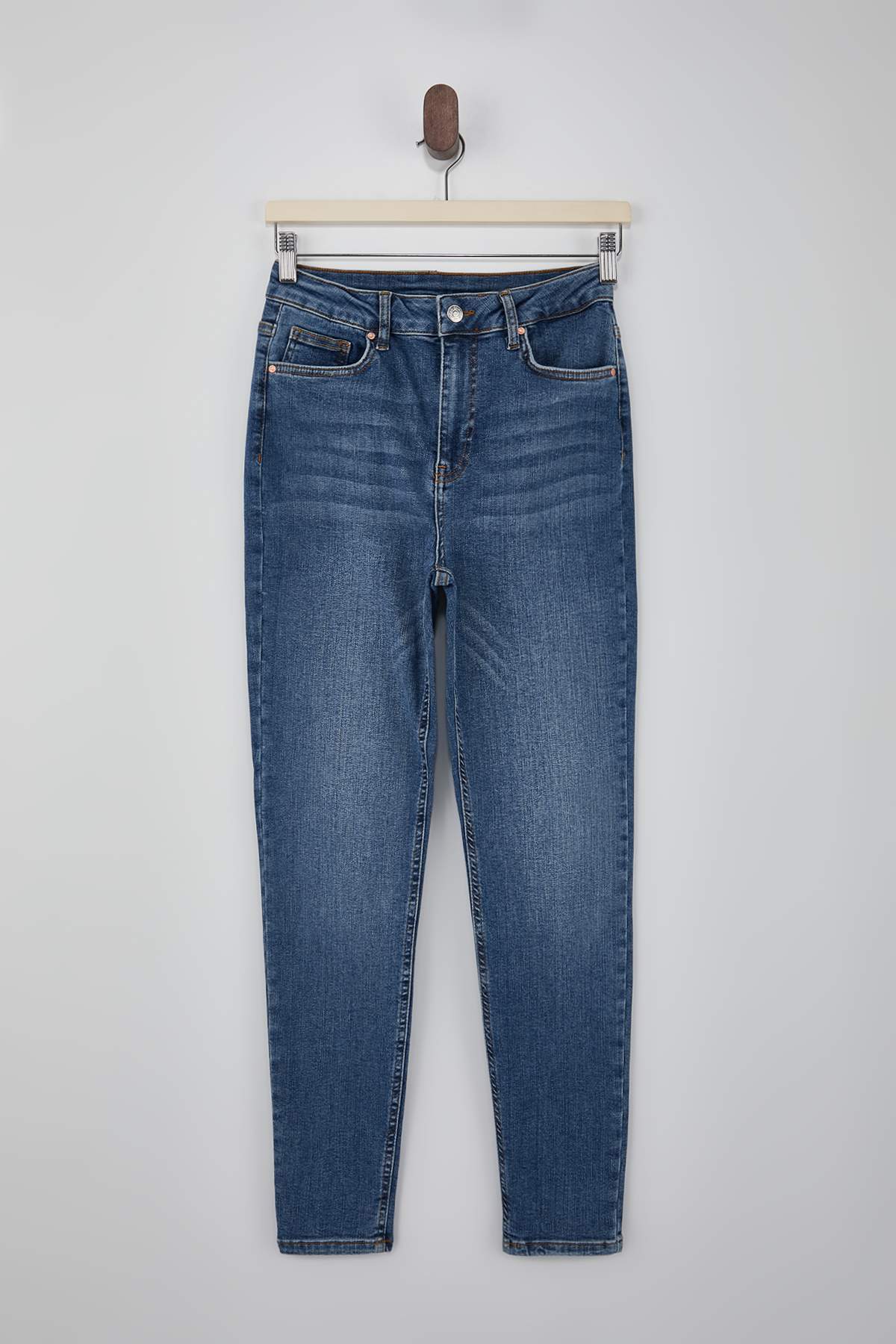 Trendyolmilla  Mavi Yüksek Bel Ekstra Esnek Skinny Vücudu Saran Jeans TWOSS26JE00155 - Görsel 5