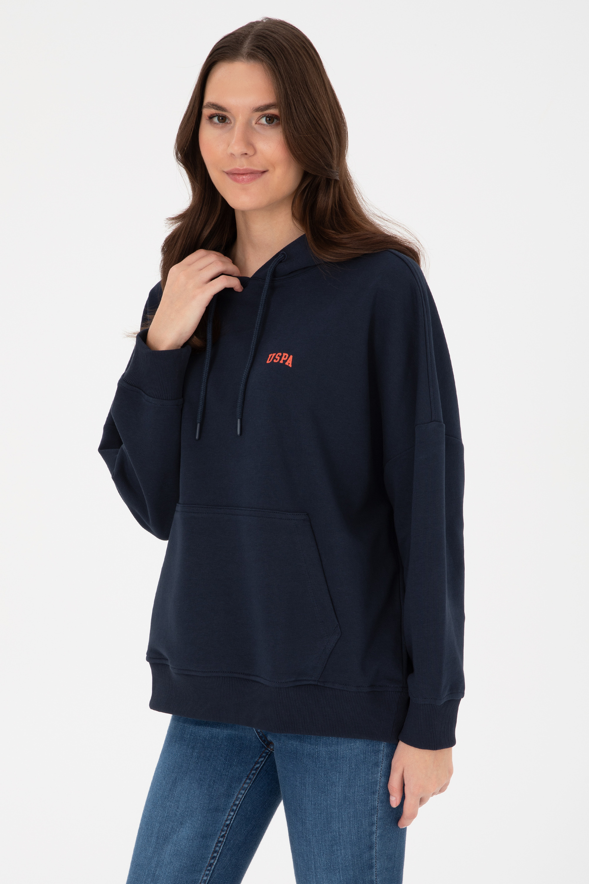 U.S. Polo Assn.  Kadın Lacivert Kapüşonlu Basic Sweatshirt 50297324-VR033 - Görsel 3