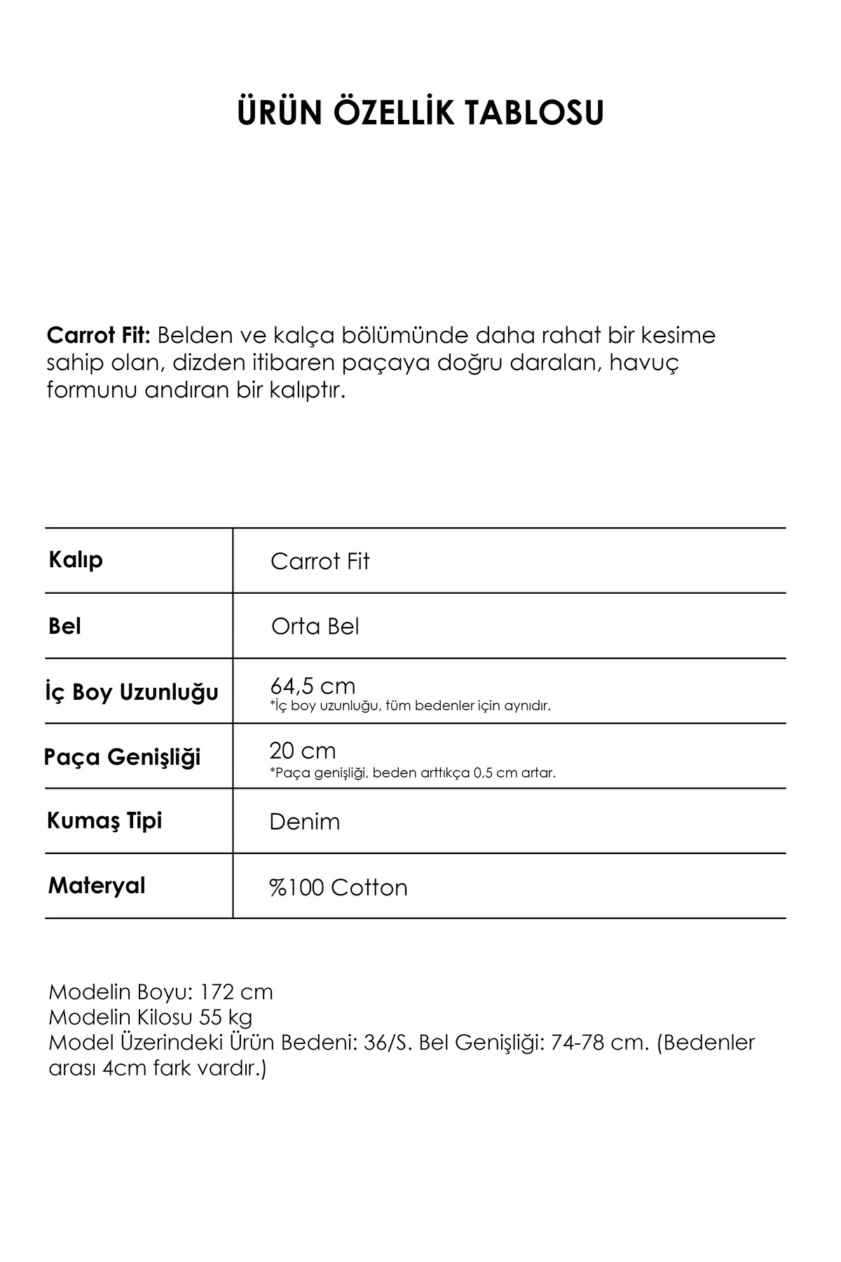 it's basic  Kadın T.Kot Rengi Venüs 2s5-65 Carrot Fit Rahat Kesim %100 Koton Denim Jean - Görsel 5