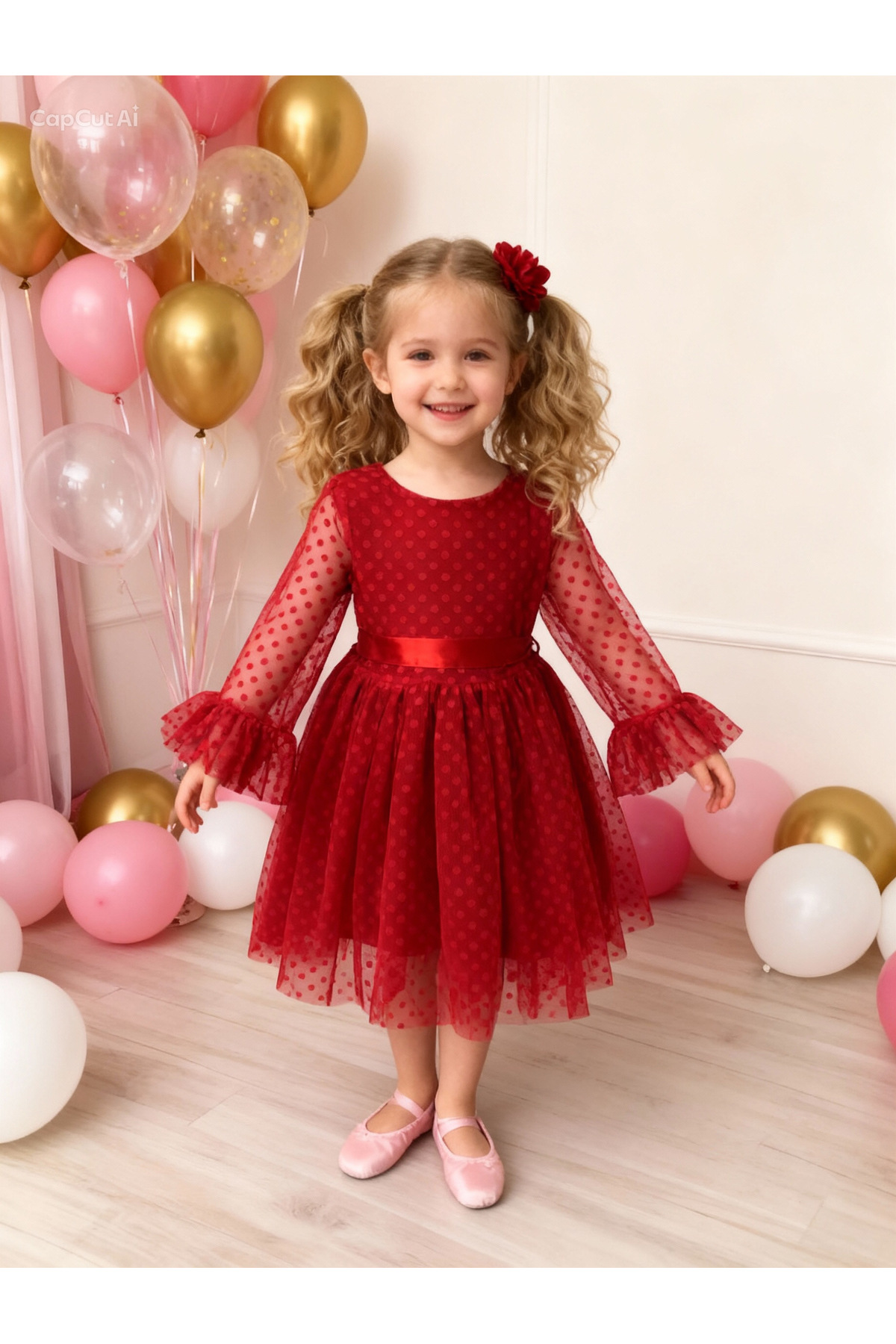 Lunas tekstil Tokalı Puantiyeli Kabarık Tüllü elbise fotoğrafı 2 (önizleme)