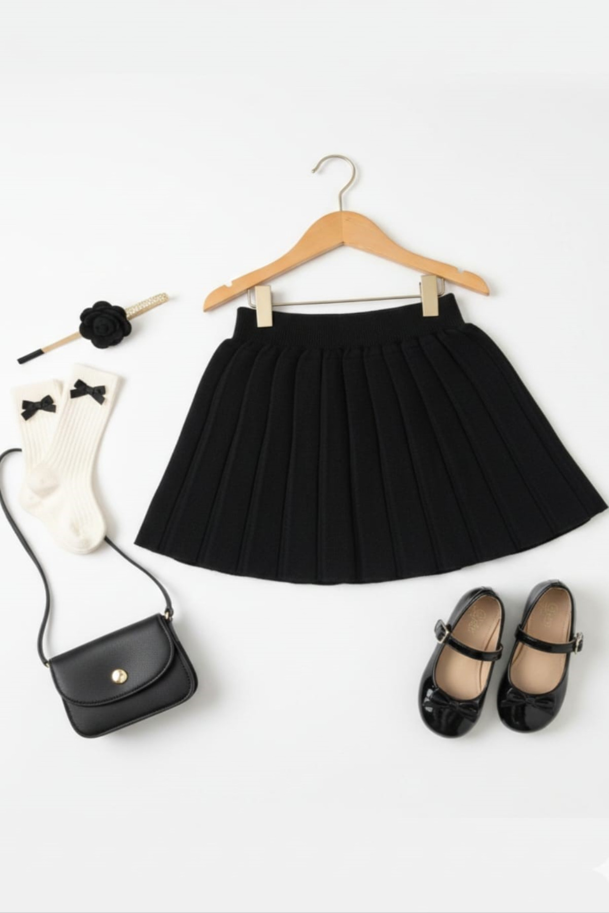 Meriç bebe Kız Çocuk Beli Lastikli Pileli Triko Trend Etek fotoğrafı 6 (önizleme)