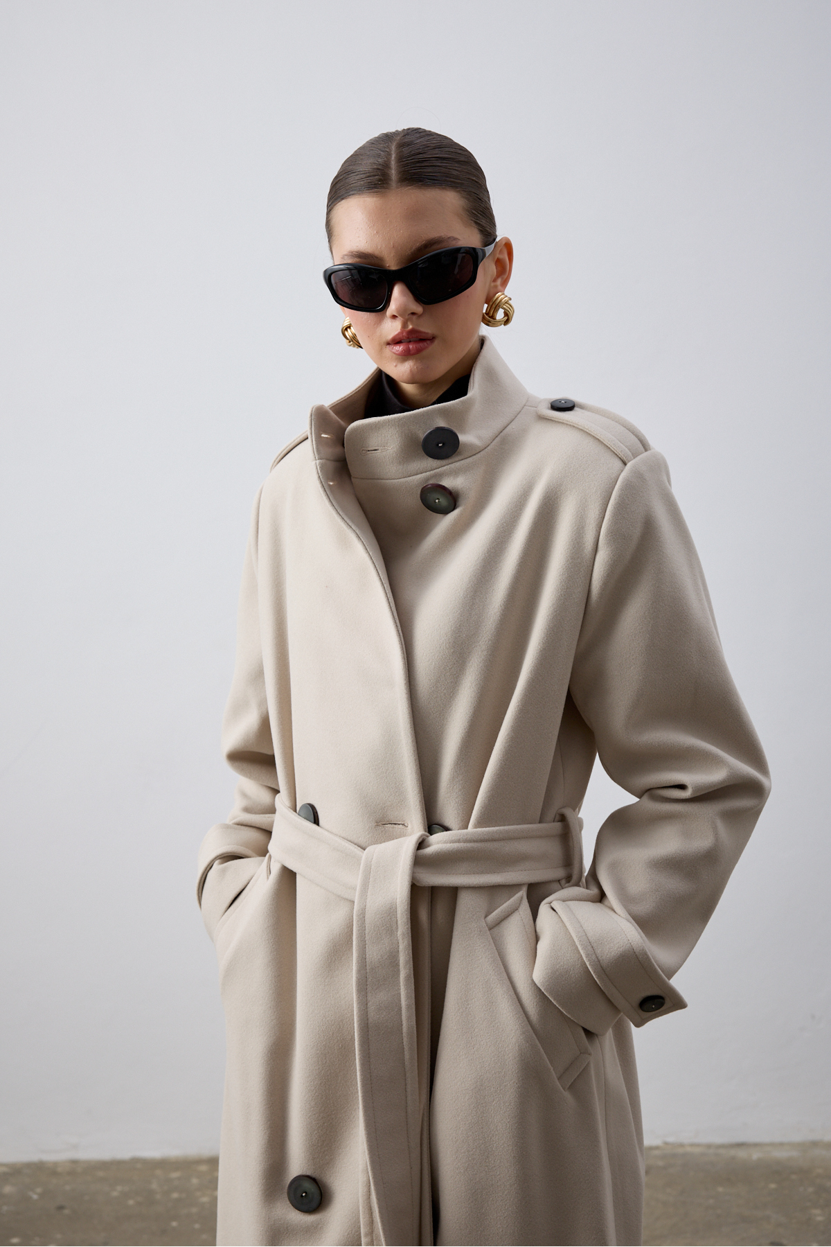 laulei  Düğmeli Uzun Manto - Görsel 2