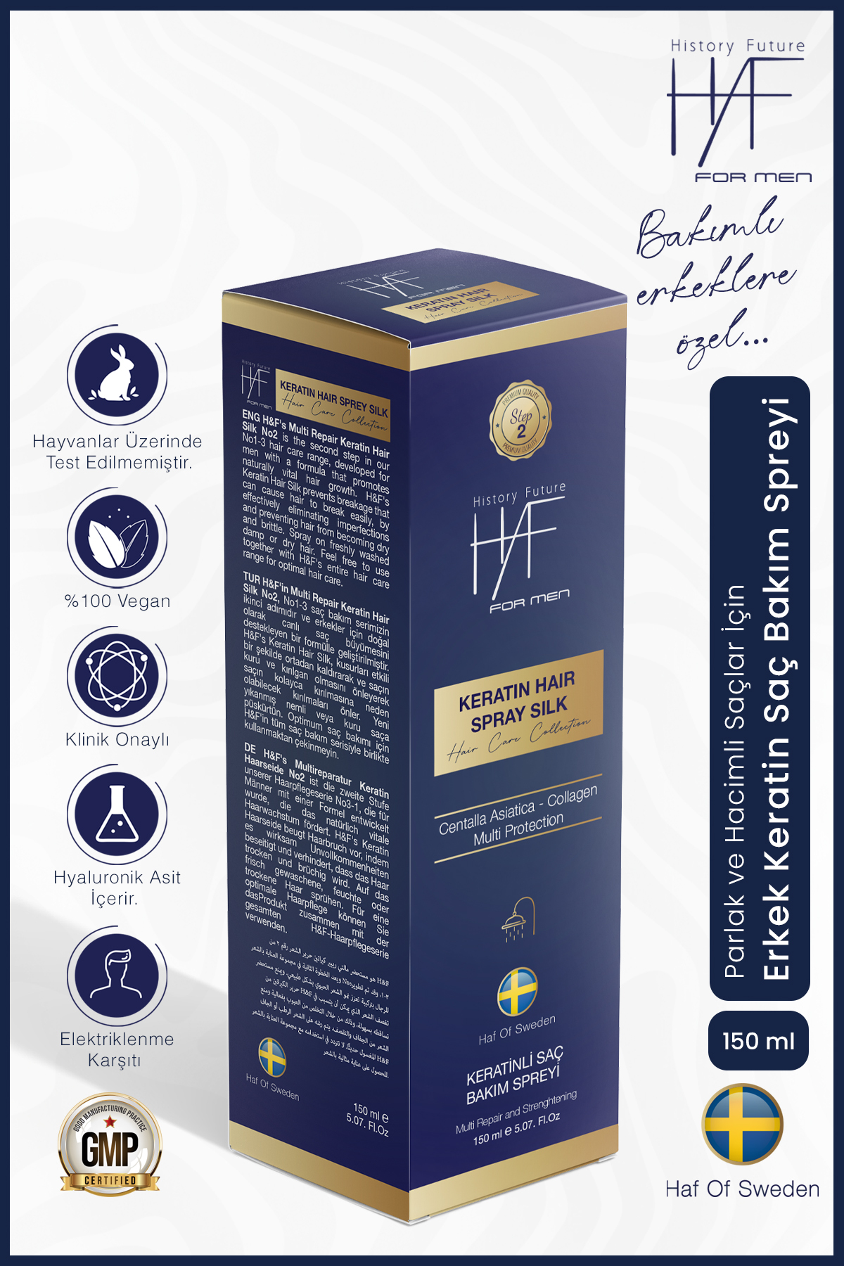 Erkek Keratin Saç Bakım Spreyi Güçlü Parlak Ve Hacimli Saçlar Için Elektriklenme Karşıtı Sprey 150ml — HAF-KERATINSPREY — تصویر 6 از 8