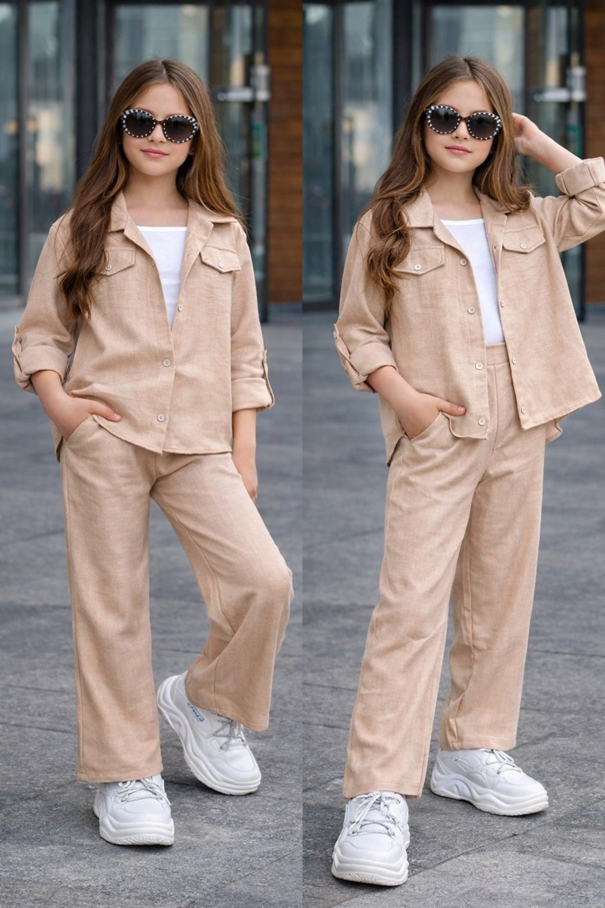 KOKOŞ BEBEK Keten Ceketli Şık Takım | 4/8 Yaş Arası fotoğrafı 2 (önizleme)