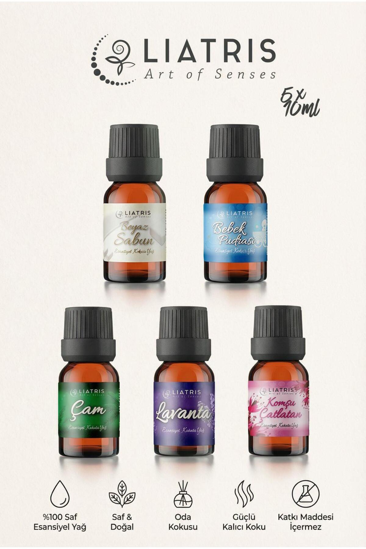 liatris LAVANTA-BEYAZ SABUN-BEBEK PUDRASI-KOMŞU ÇATLATAN-ÇAM esansiyel uçucu yağ 5*10 ml fotoğrafı 2 (önizleme)
