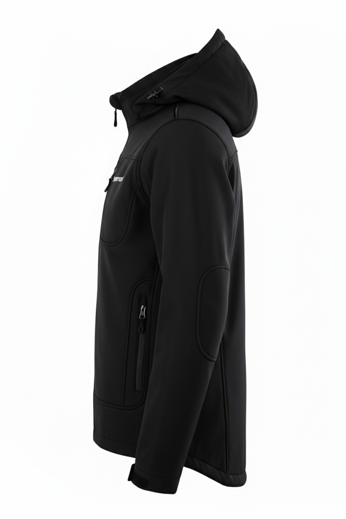 SNOWMOUNT Siyah Renk Softshell Sök Tak Kapüşonlu Kışlık Polarlı Mont Ceket görsel 7