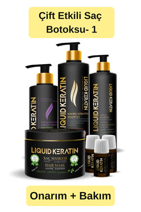 Liquid Keratin Çift Etkili Saç Botoksu No 1 - (ONARIM BAKIM) Keratin Seti - Y...