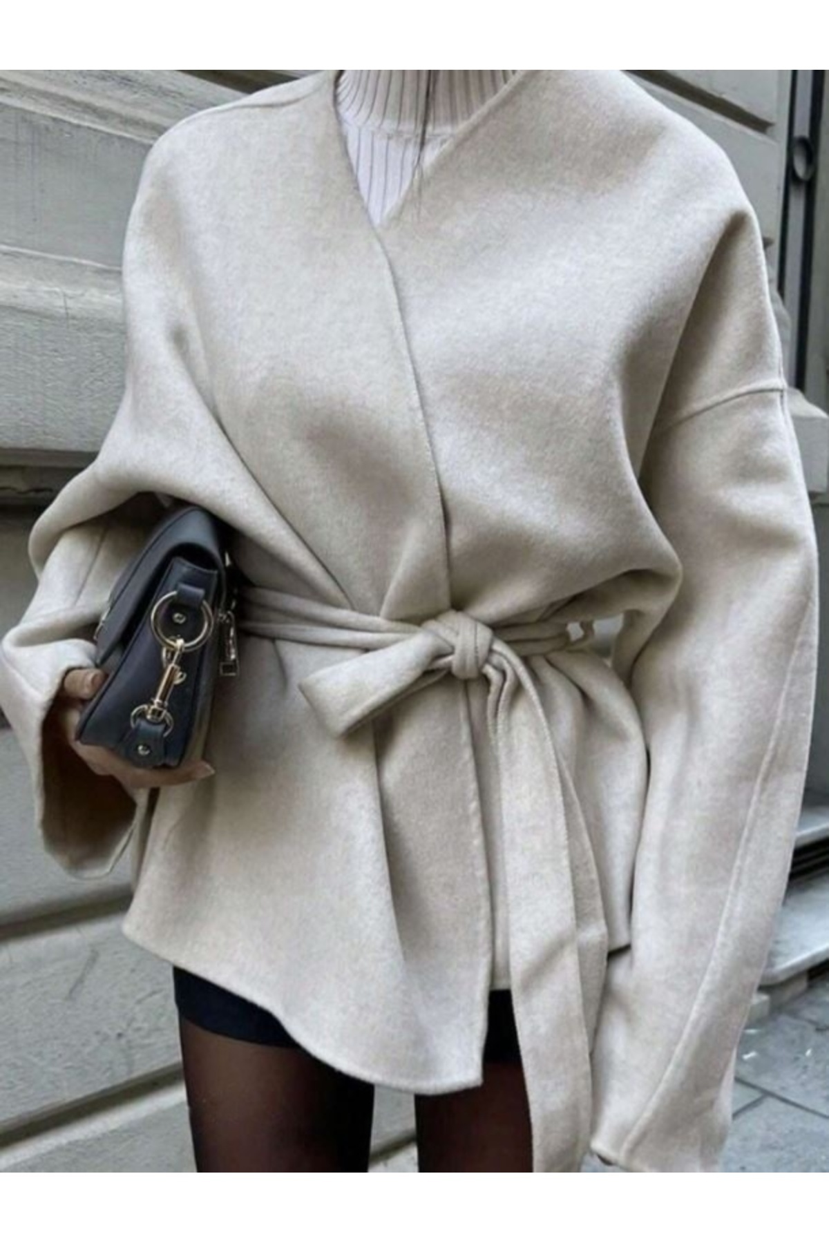 Arfami Kašmírový kardigan/bunda s pohodlným strihom a detailom viazania