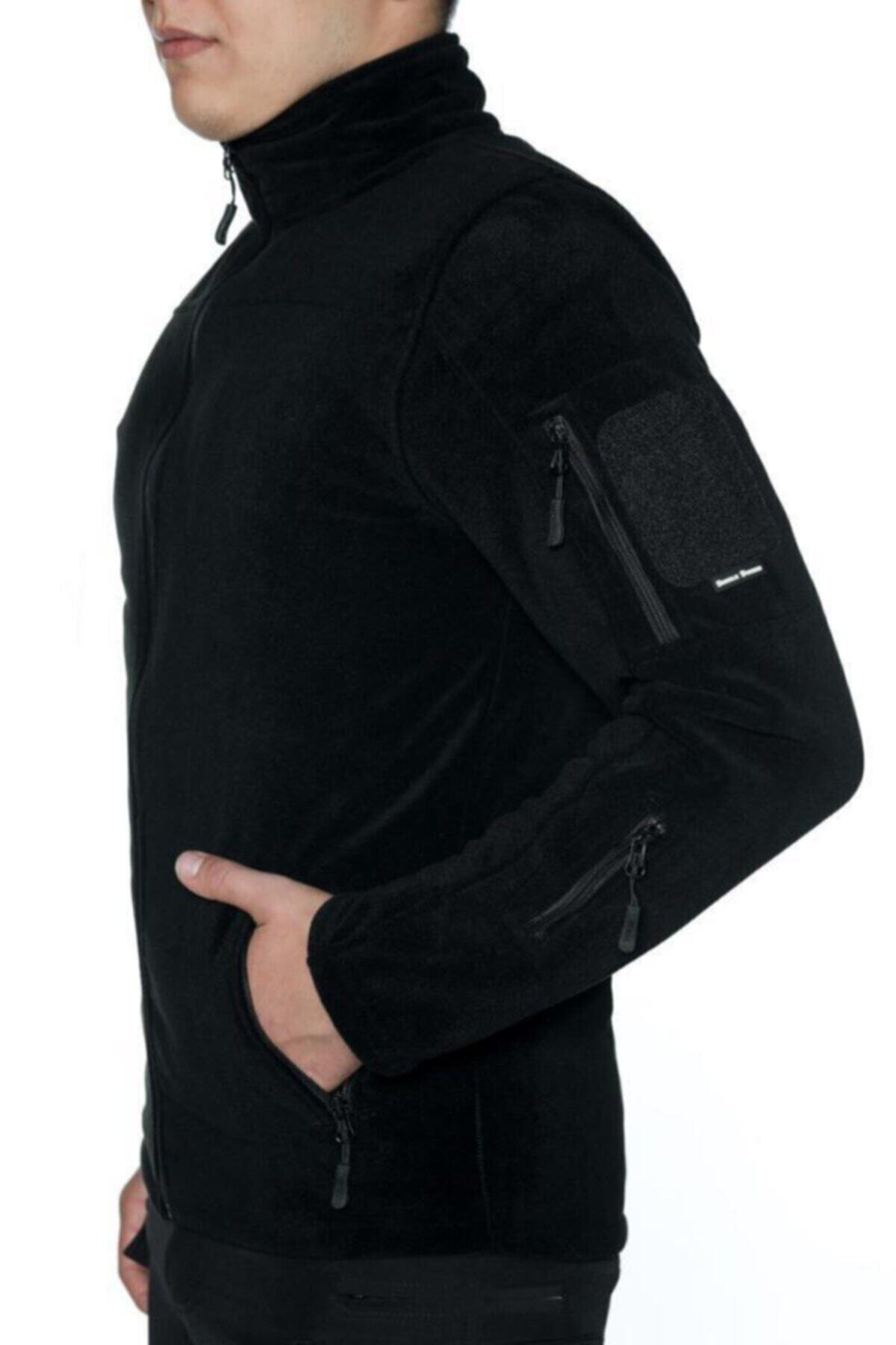 SİNGLE SWORD  Erkek Taktik Askeri Siyah Polar Hırka Fermuarlı Outdoor Günlük Sıcak Tutan Üst Giyim Mont Ceket 3XL - Görsel 2