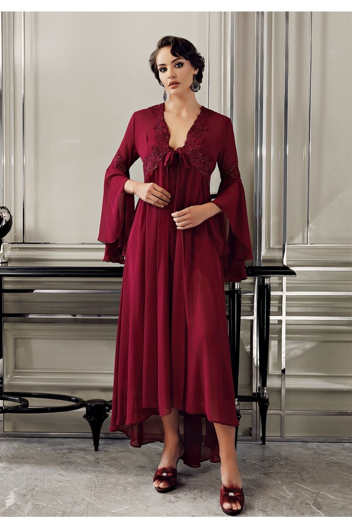 PERİN 9500 Altılı Saten Gecelik - Sabahlık Takımı