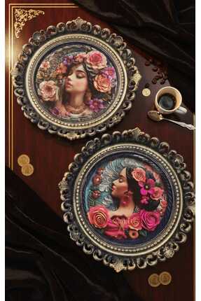 xirshop Sunum Tepsisi El Yapımı Lüks Klasik Desenli Kahve & Çay Sunum Tepsisi...