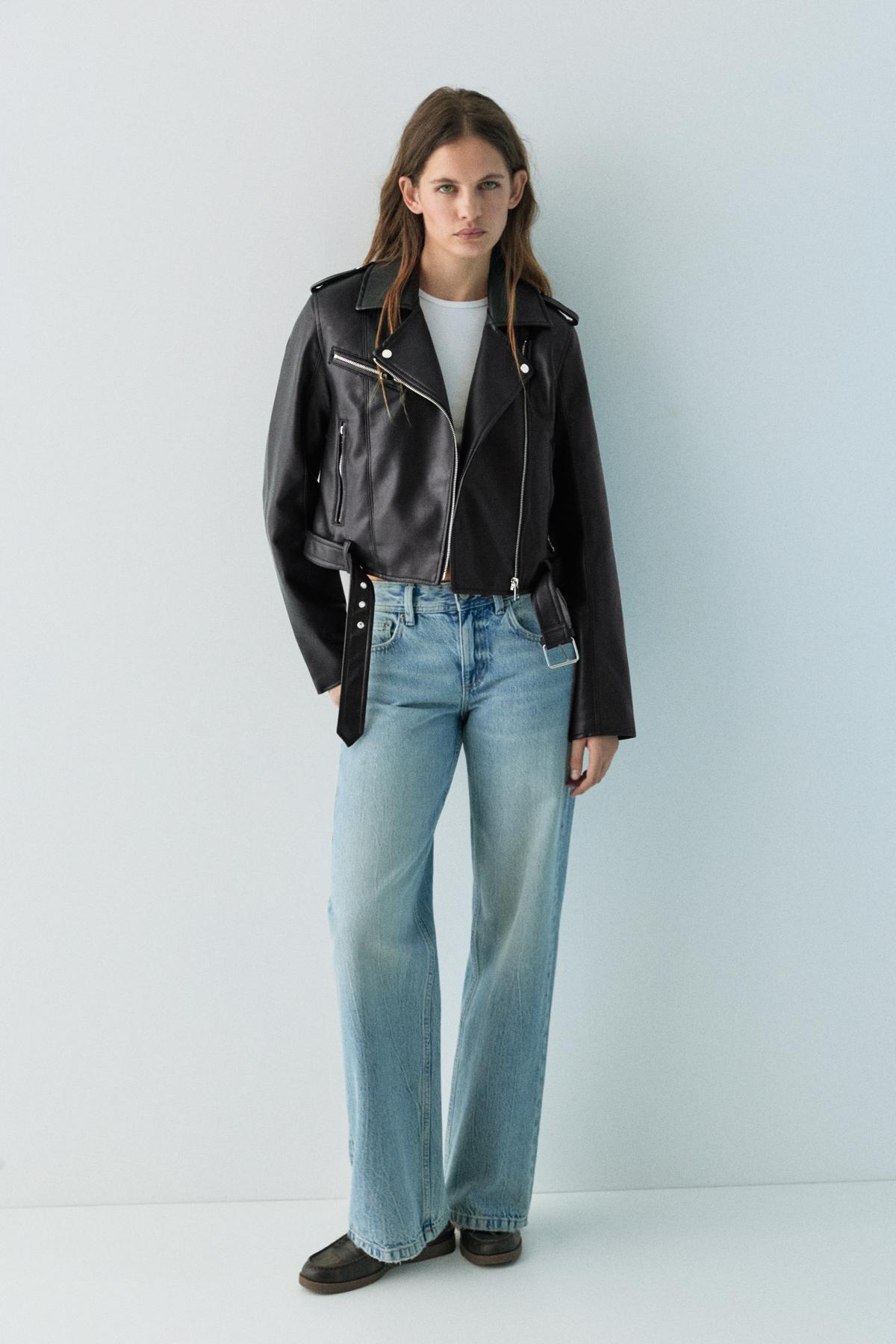 Pull & Bear  Suni deri biker ceket - Görsel 3