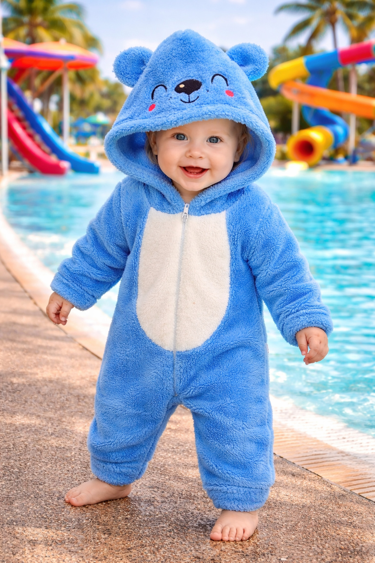 Chicsy Baby Kışlık tatlı Bebek Peluş Astronot Tulum Kapüşonlu Ayıcık Figürlü Fermuarlı, Yumuşak Dokulu Kışlık fotoğrafı 4 (önizleme)