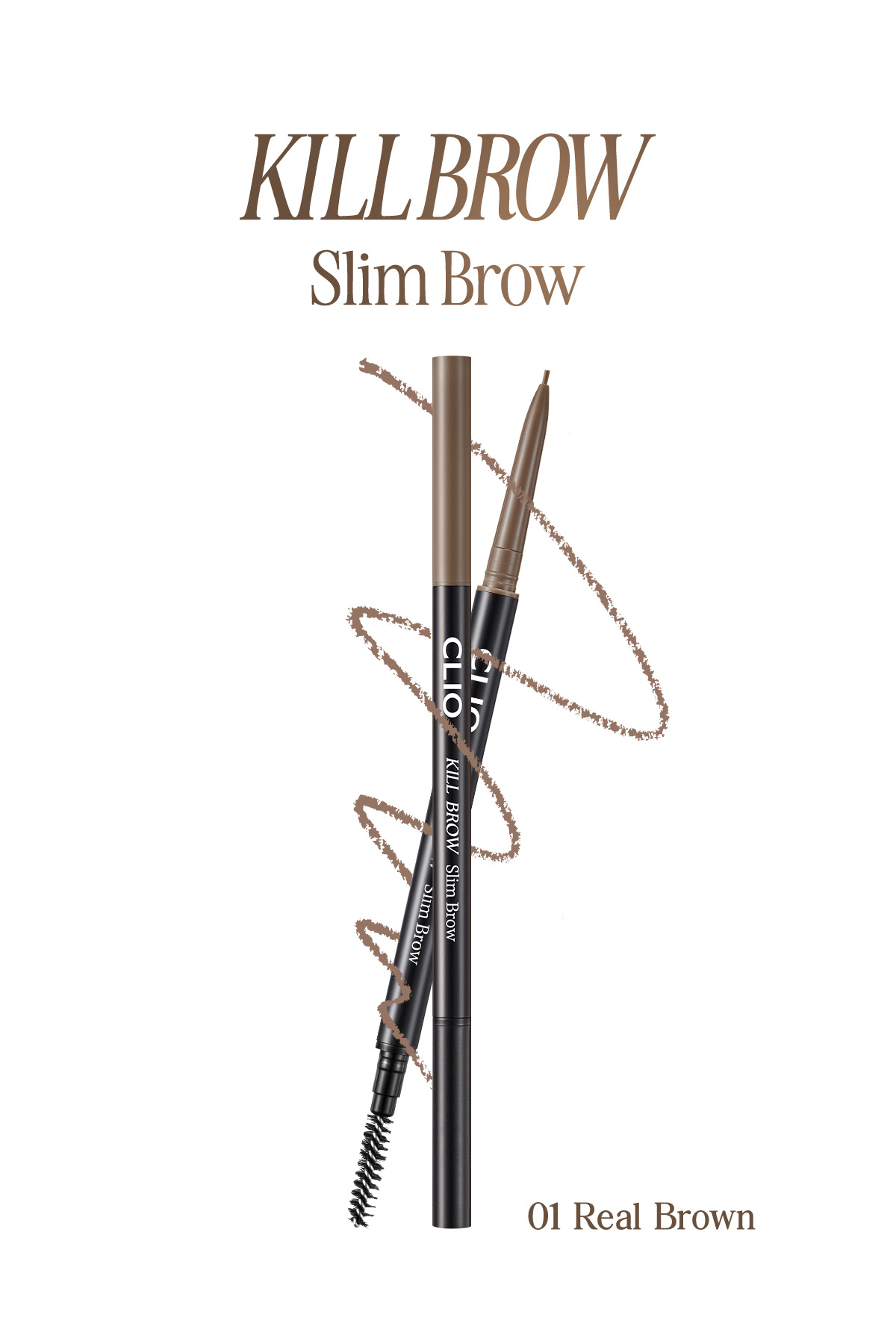CLIO Doğal Görünüm Sunan Ultra İnce Uçlu Çift Taraflı Kaş Kalemi Kill Brow Slim Brow (01 Real Brown) — قهوه‌ای 111607