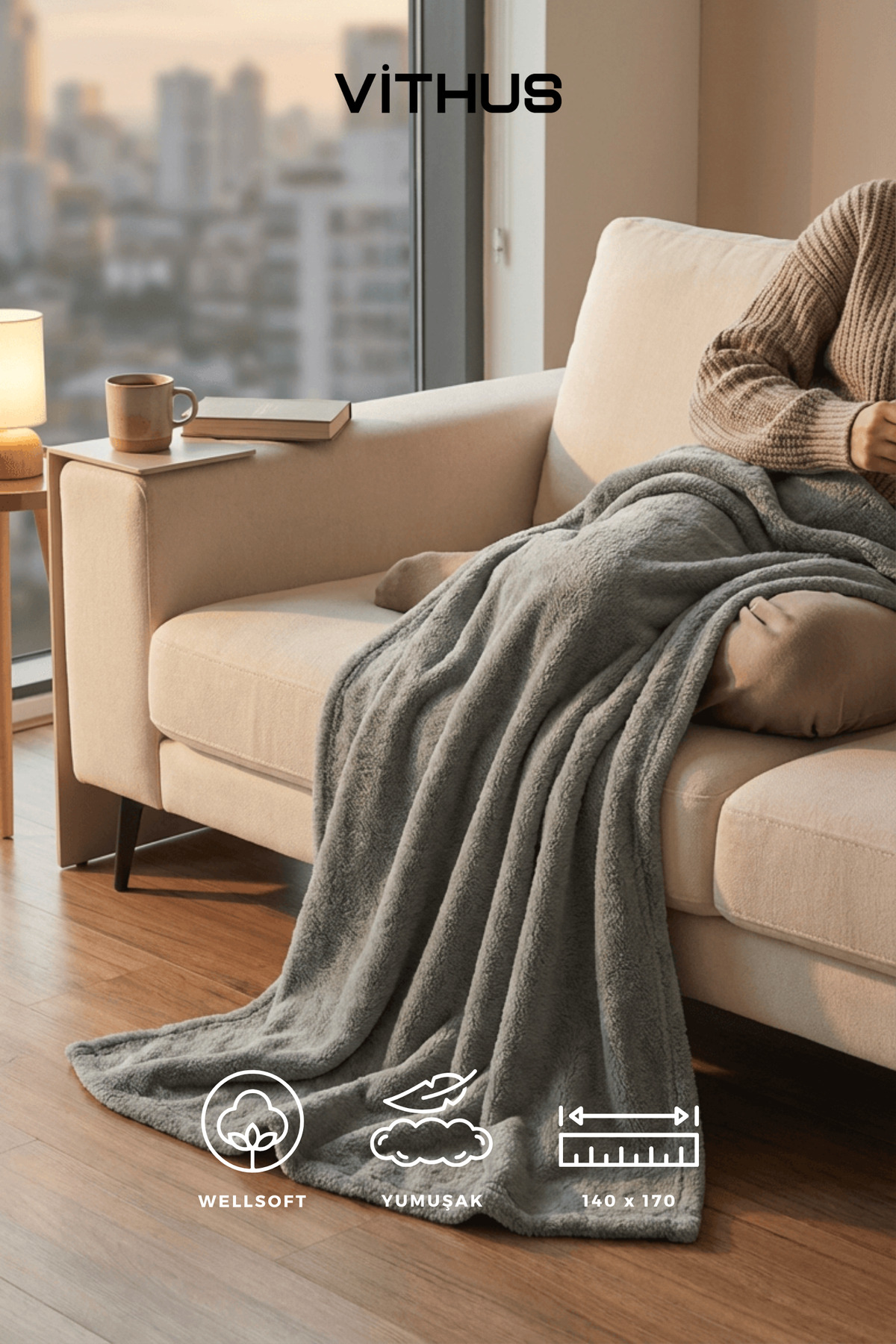 Wellsoft TV Blanket Plush Fleece Ultra Soft Blanket 140x170 cm