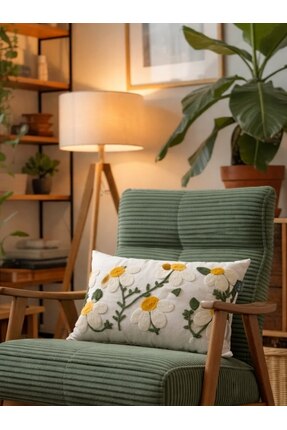 Rolivs Papatya Punch Kırlent – El İşçiliği Çiçek Desenli 30x50 (NK 2669)