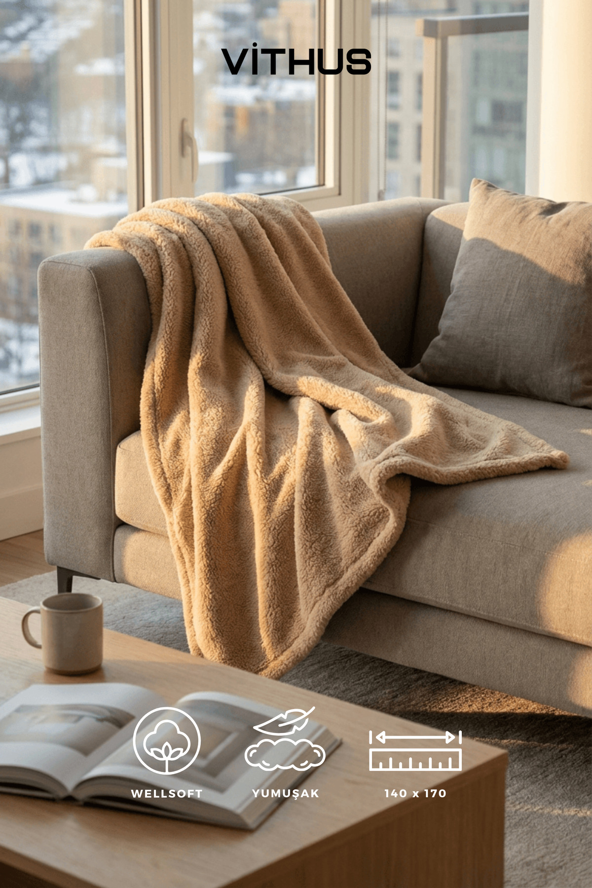 Wellsoft TV Blanket Plush Fleece Ultra Soft Blanket 140x170 cm