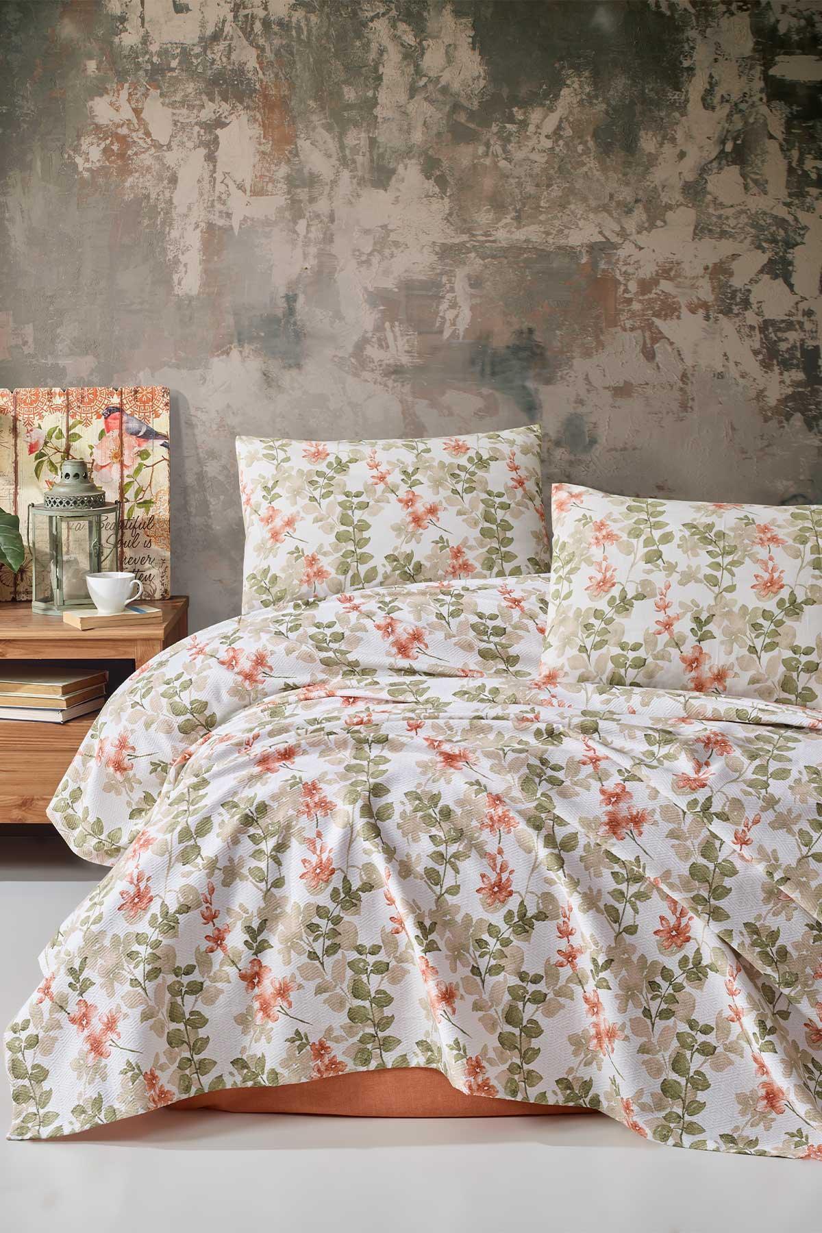 Flores Pique Double Cotton (200x220 cm) Powder