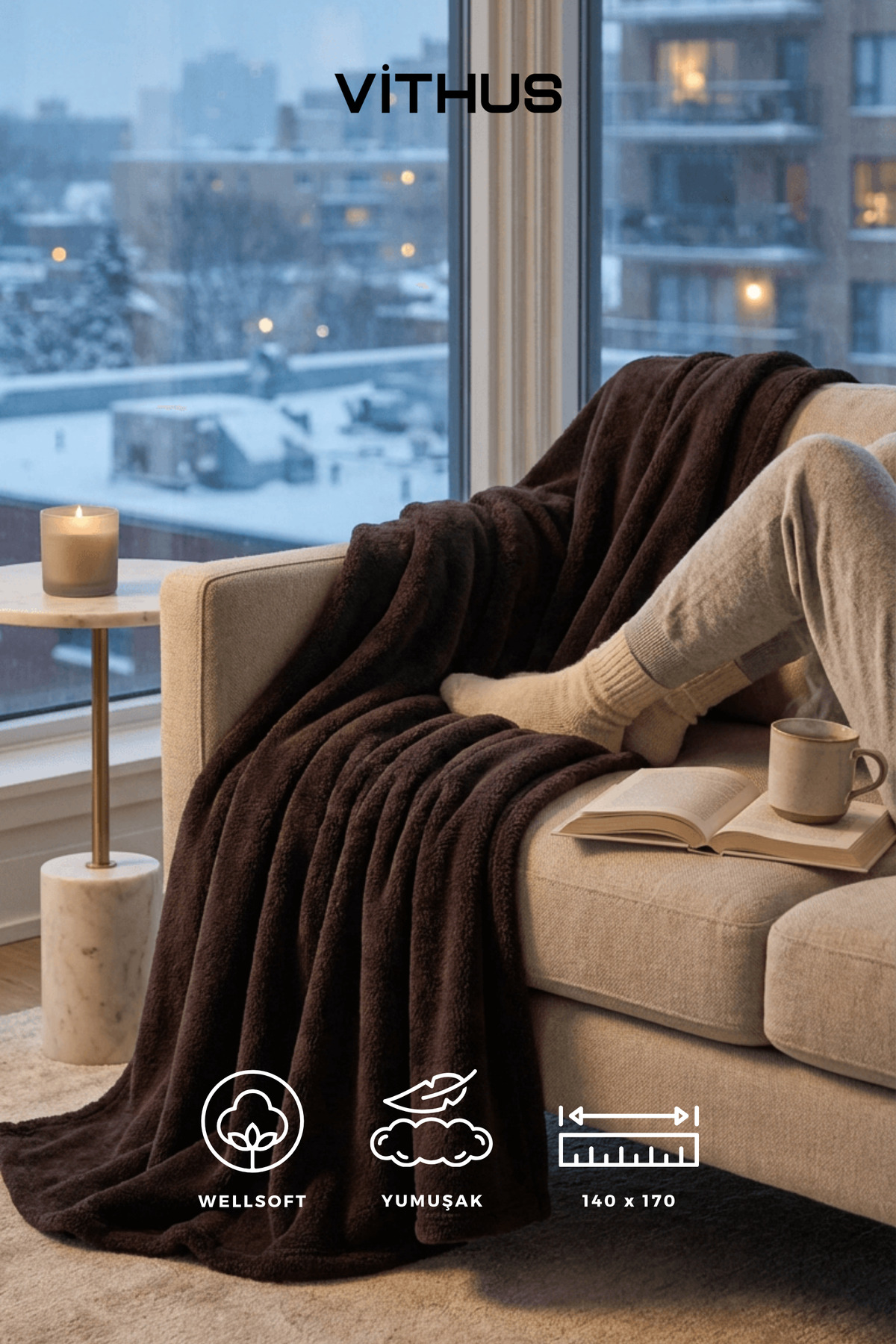 Wellsoft TV Blanket Plush Fleece Ultra Soft Blanket 140x170 cm