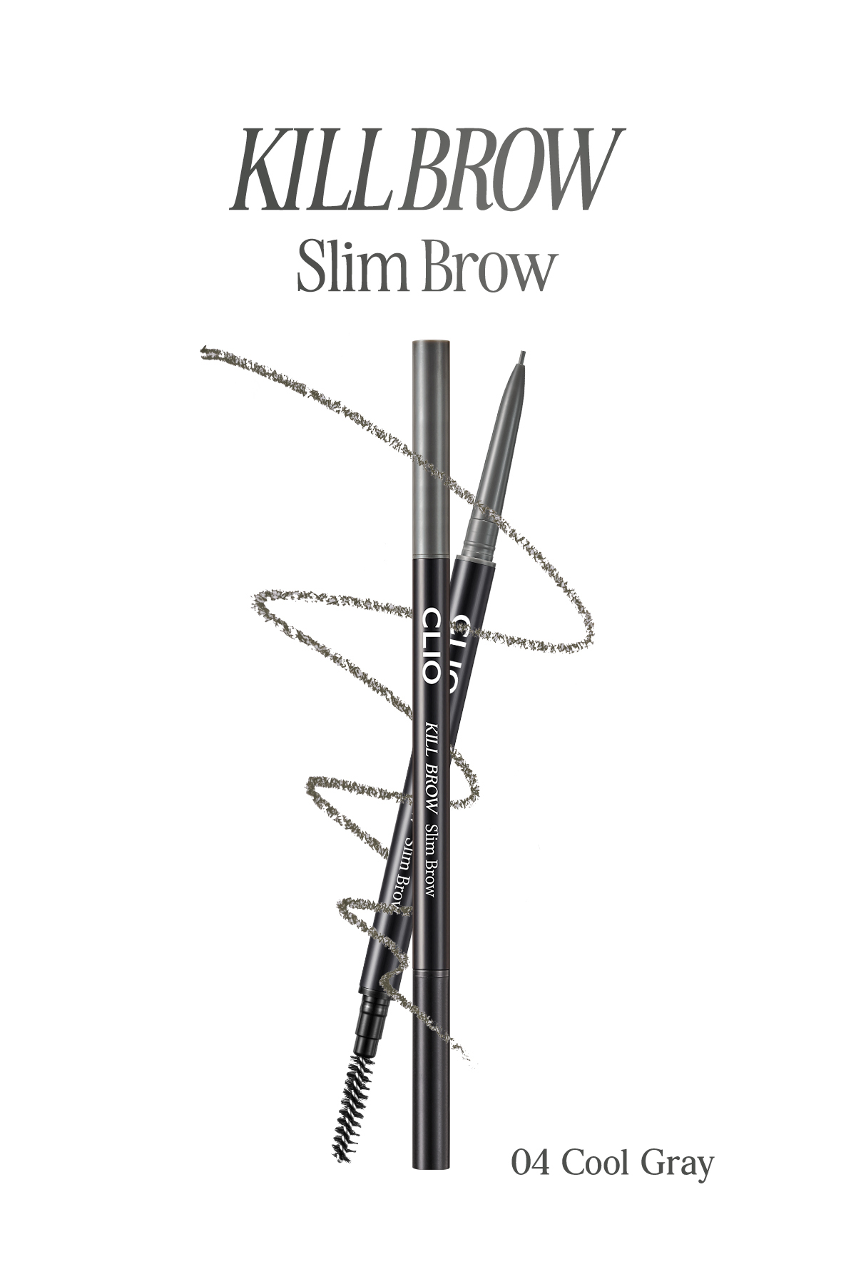 CLIO Doğal Görünüm Sunan Ultra İnce Uçlu Çift Taraflı Kaş Kalemi Kill Brow Slim Brow (04 Cool Gray) — خاکستری 111607