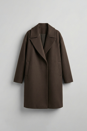 ablukaonline Oversize Rahat Kesim Uzun Erkek Kaşe Kaban Palto Kahve
