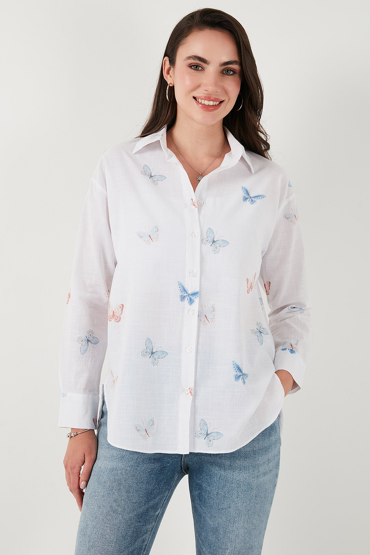 Lela  Pamuk ve Keten Karışımlı Regular Fit Desenli Gömlek GÖMLEK 6773195 - Görsel 5