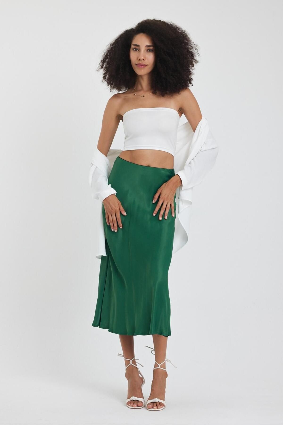 The Base Kadın Ekru Scuba Straplez Crop Top görsel 7