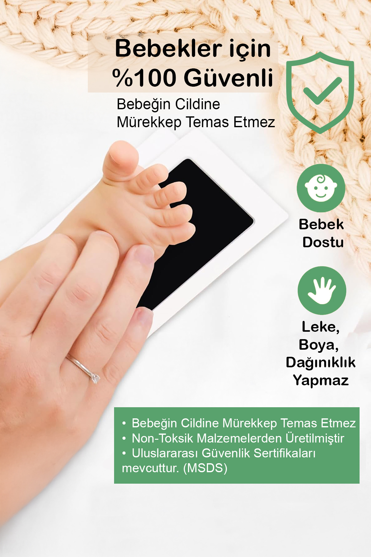 Moky Design Bebek El Ayak İzi Seti, Temassız Mürekkep Baskı Kiti (2 Adet) ve Yenidoğan Hediye Anı Çerçevesi fotoğrafı 4 (önizleme)