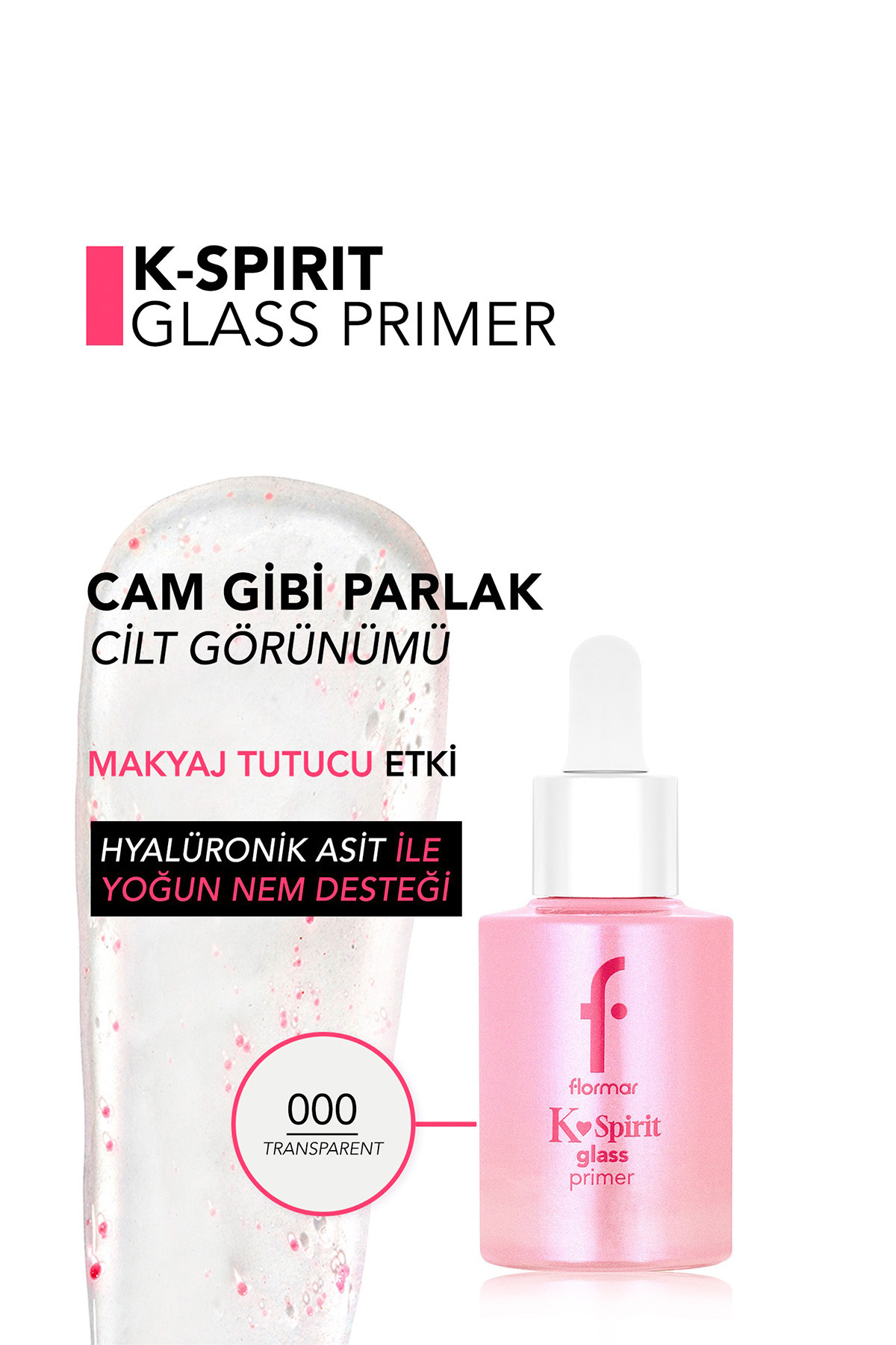 K-Spirit Glass Primer Besleyici ve Pürüzsüzleştirici Etkili Işıltılı Makyaj Bazı - 8682536107631 — سفید 000 Transparent — تصویر 4 از 6