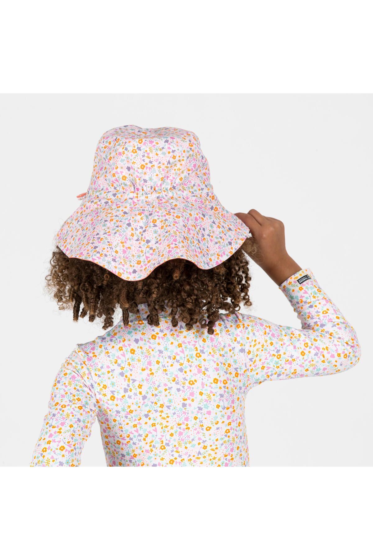 Decathlon Bebek UV Korumalı Çift Taraflı Şapka - Mercan Rengi - Çiçekli fotoğrafı 3 (önizleme)