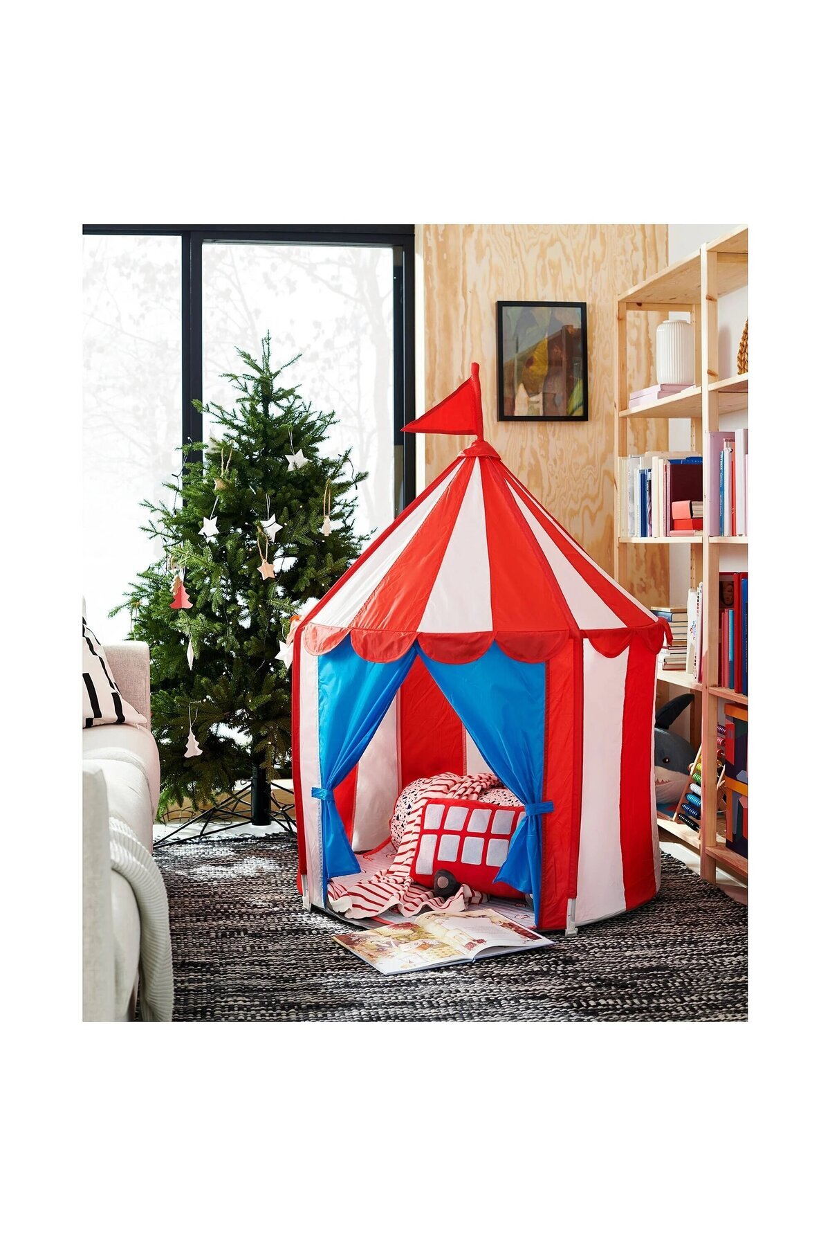 IKEA CIRKUSTÄLT çadır kırmızı-beyaz, 100 cm fotoğrafı 3 (önizleme)