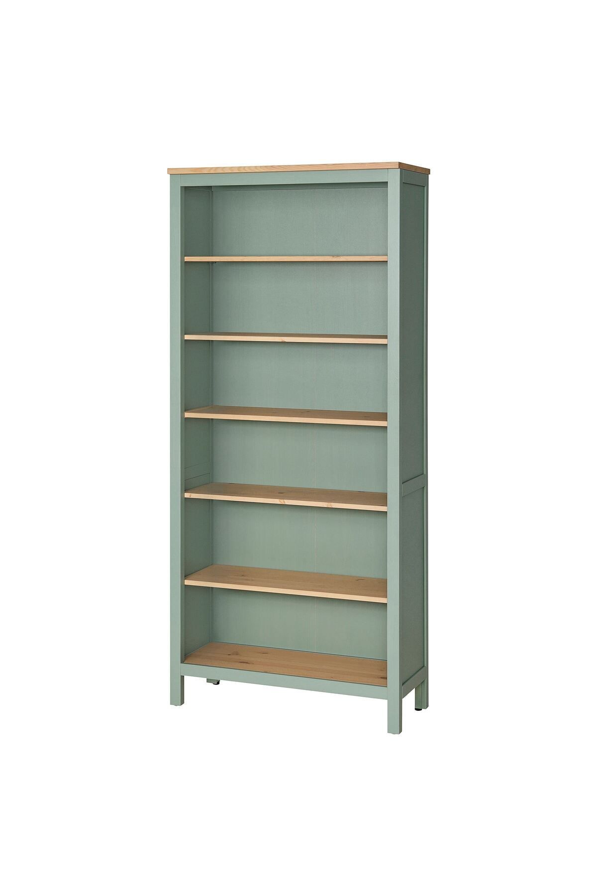 Bookshelf, Gray-Green-Light Brown, 90x197 cm