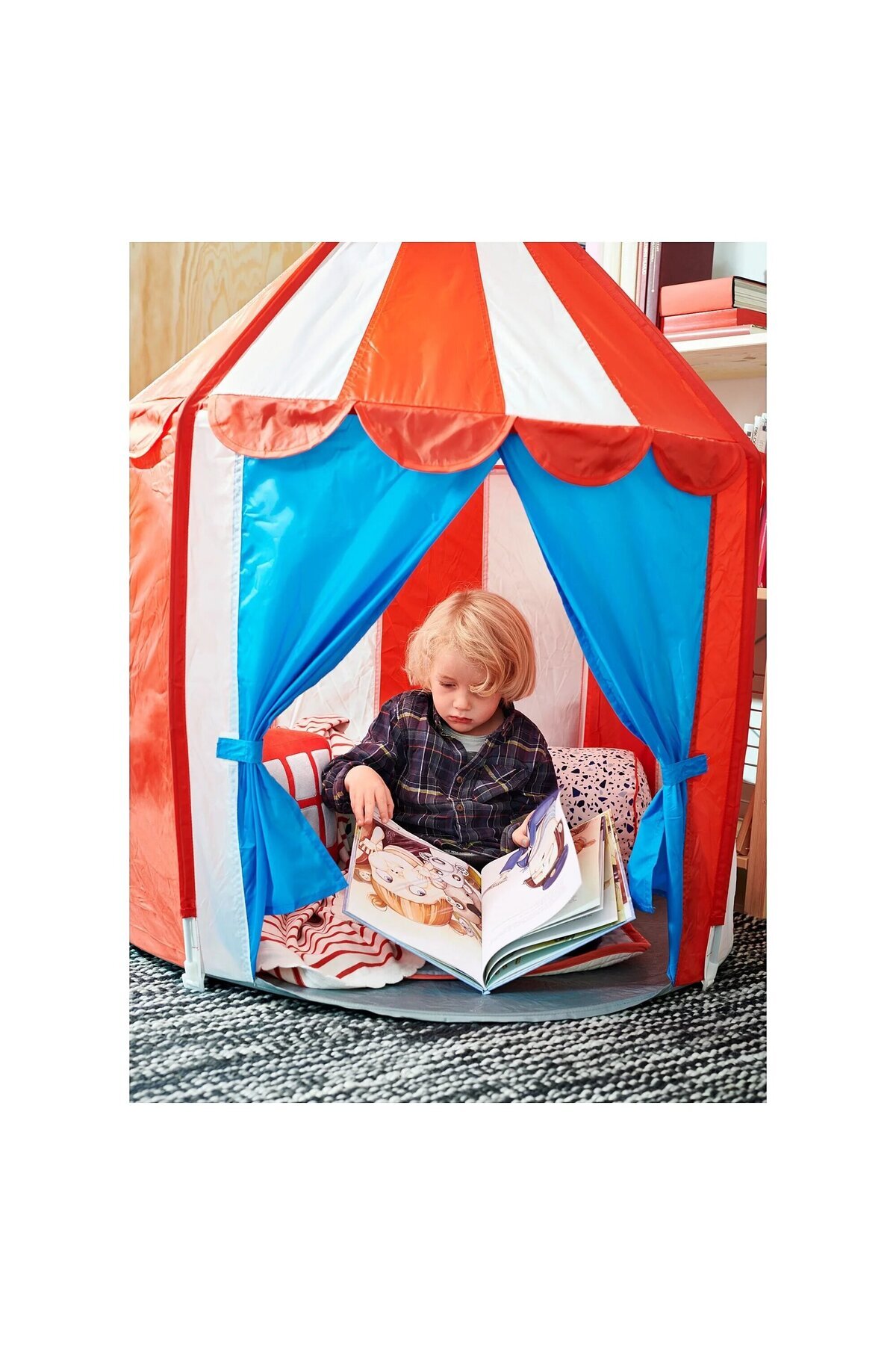 IKEA CIRKUSTÄLT çadır kırmızı-beyaz, 100 cm fotoğrafı 2 (önizleme)