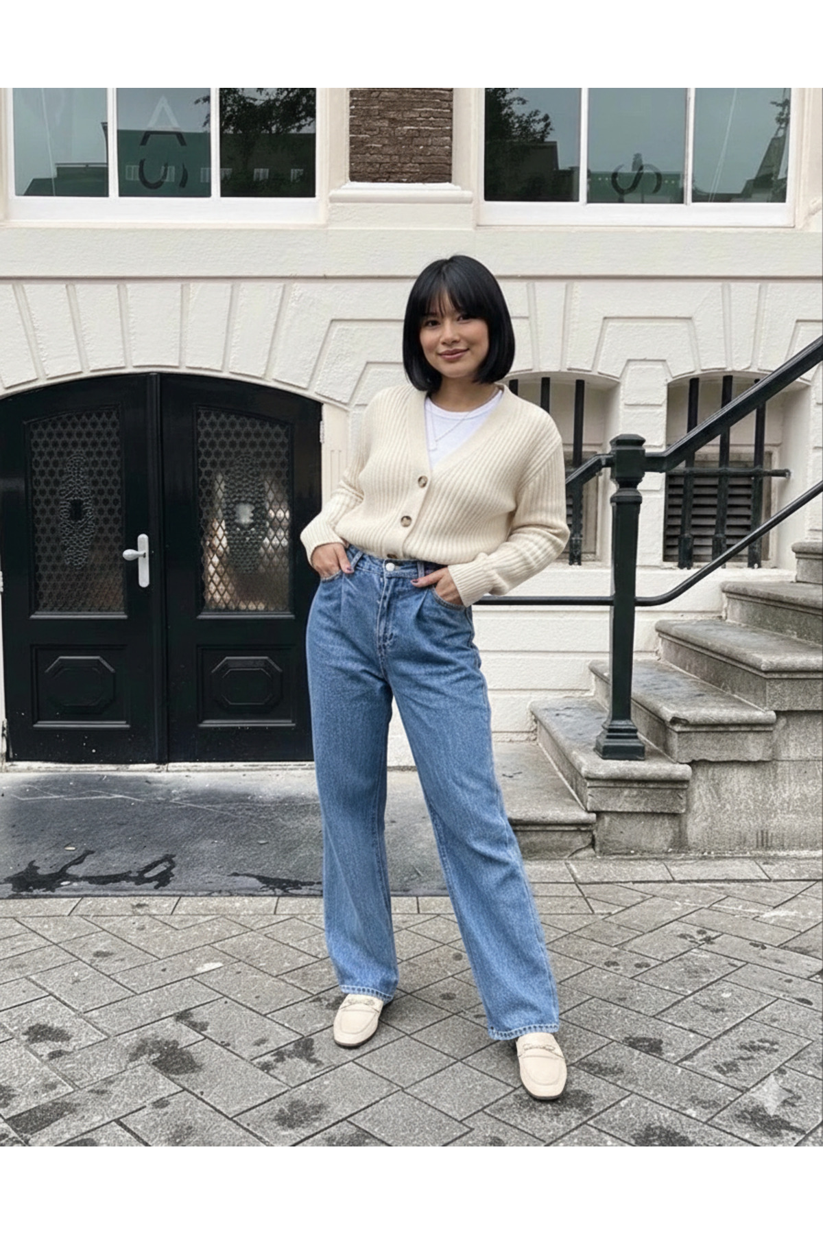 YUGA KNİTTİNG  KADIN BASIC SELANİK ÖRGÜ DÜĞME DETAYLI HIRKA - Görsel 5