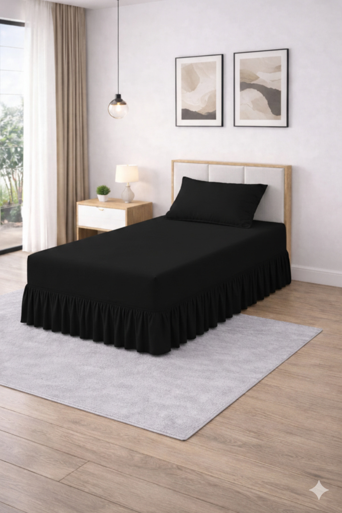 Bed Sheet Set with Base Ruffle (Single)